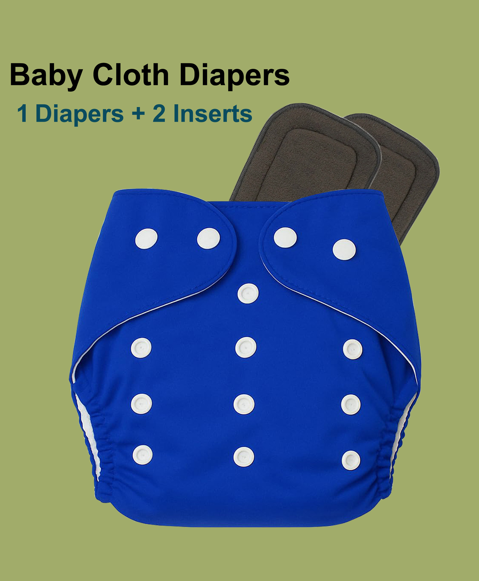 Joy Buzz Free Size Reusable 1 Cloth Diaper / Nappies With 2 Insert - Blue-picture-39