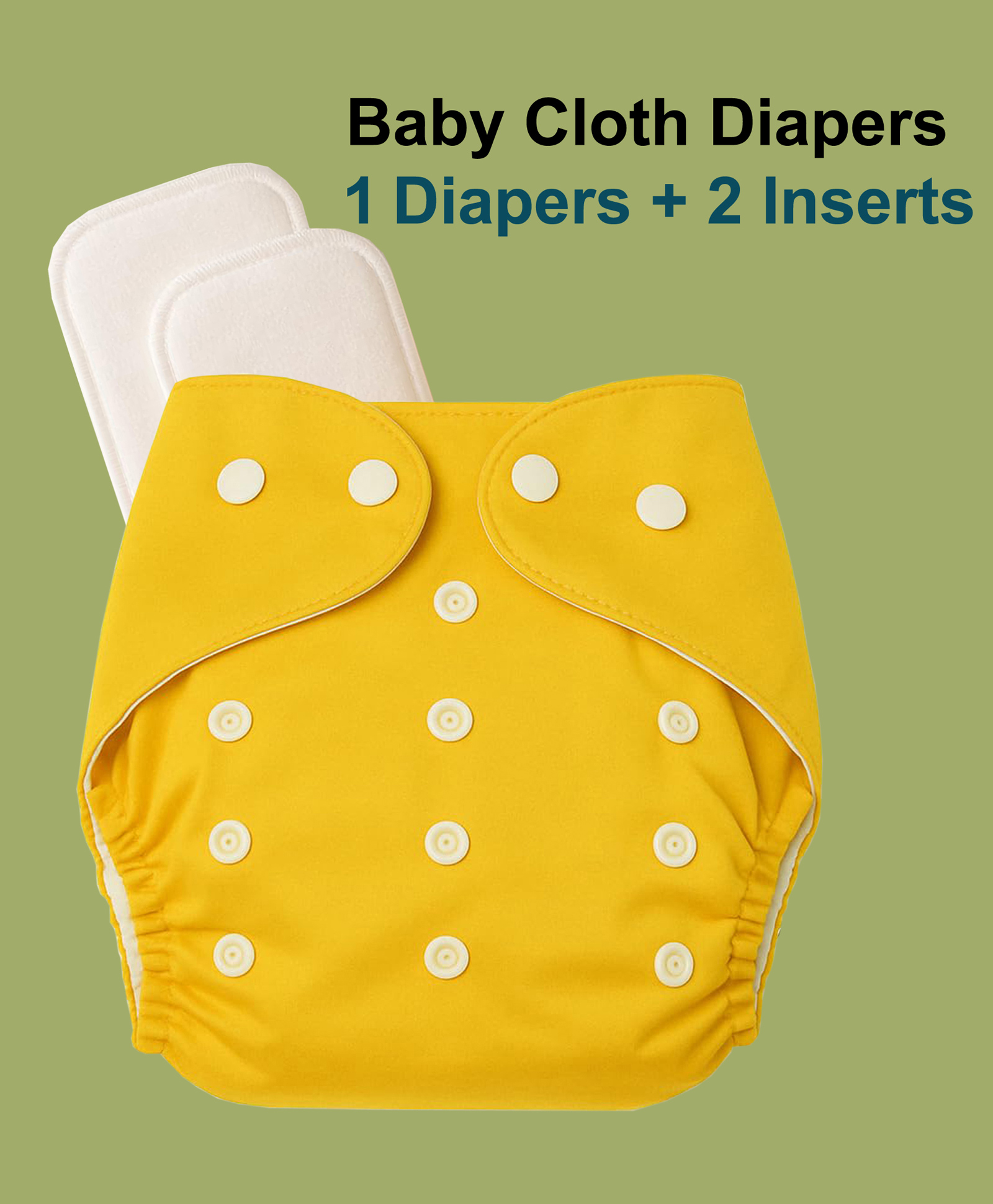 Joy Buzz Free Size Reusable 1 Cloth Diaper / Nappies With 2 Insert - Yellow-picture-38