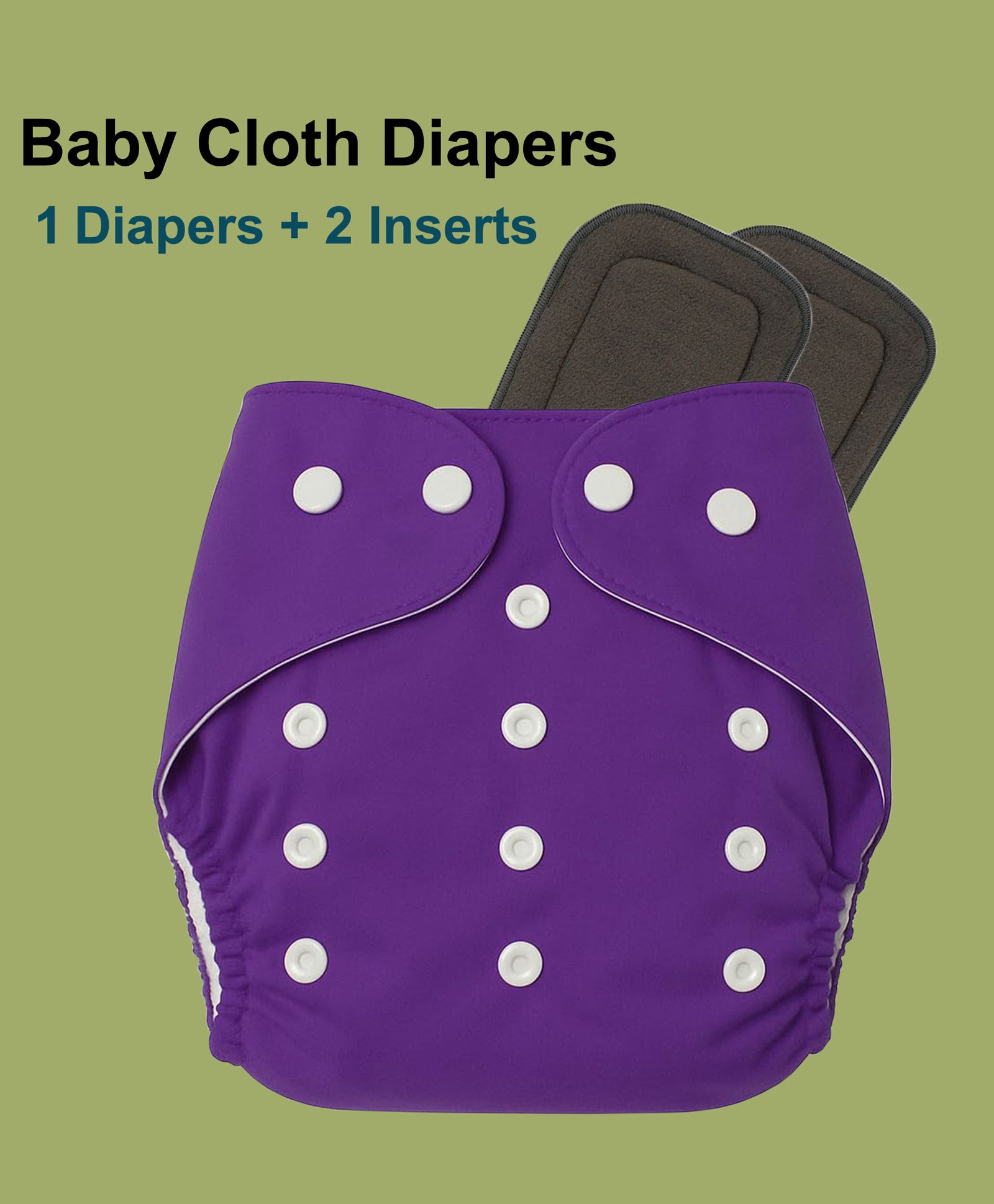 Joy Buzz Free Size Reusable 1 Cloth Diaper / Nappies With 2 Insert - Purple-picture-24