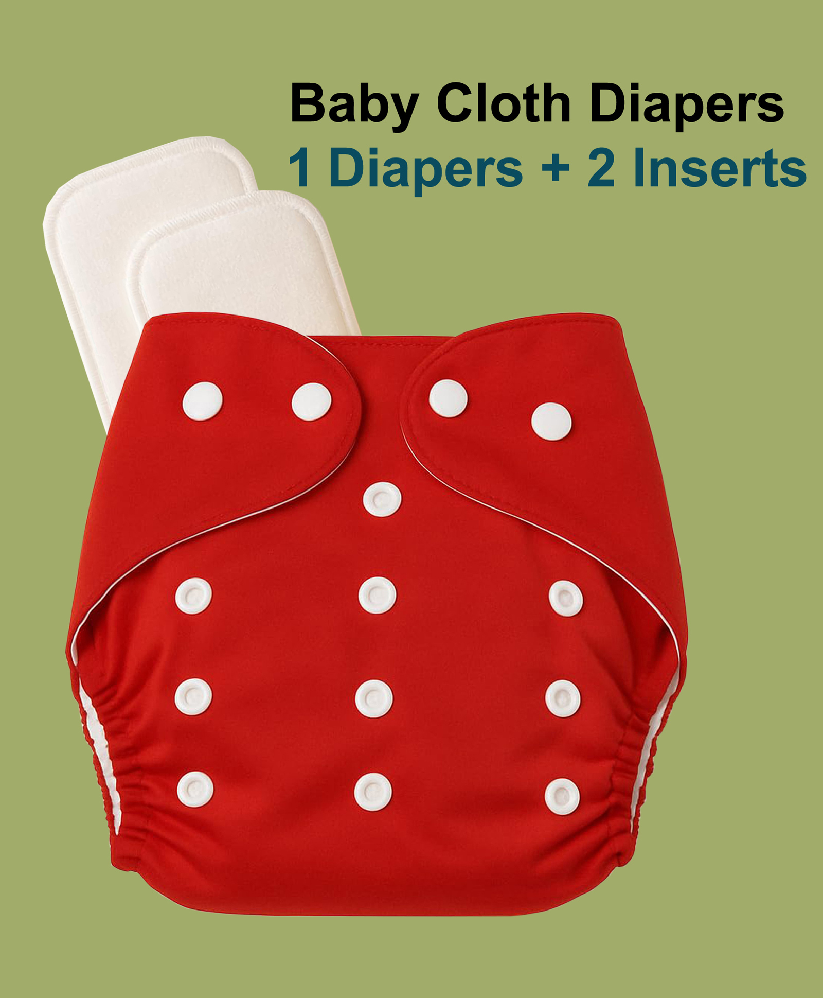 Joy Buzz Free Size Reusable 1 Cloth Diaper / Nappies With 2 Insert - Red-picture-38