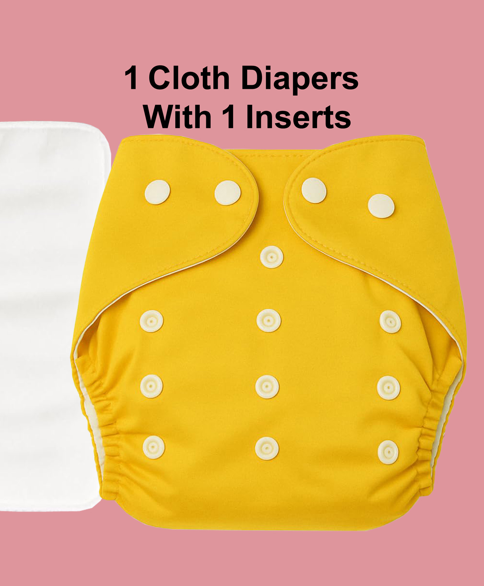 Joy Buzz Free Size Reusable Cloth Diaper / Nappies With Insert - Yellow- Pack of 1-picture-40