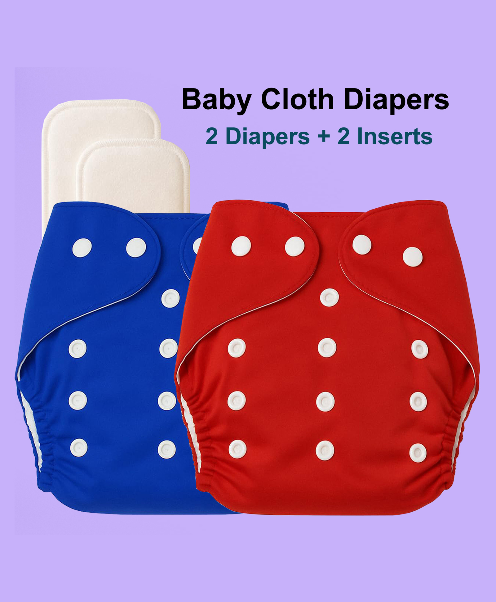 Joy Buzz Free Size Reusable Cloth Diaper / Nappies With Insert - Red, Blue- Pack of 2-image-9