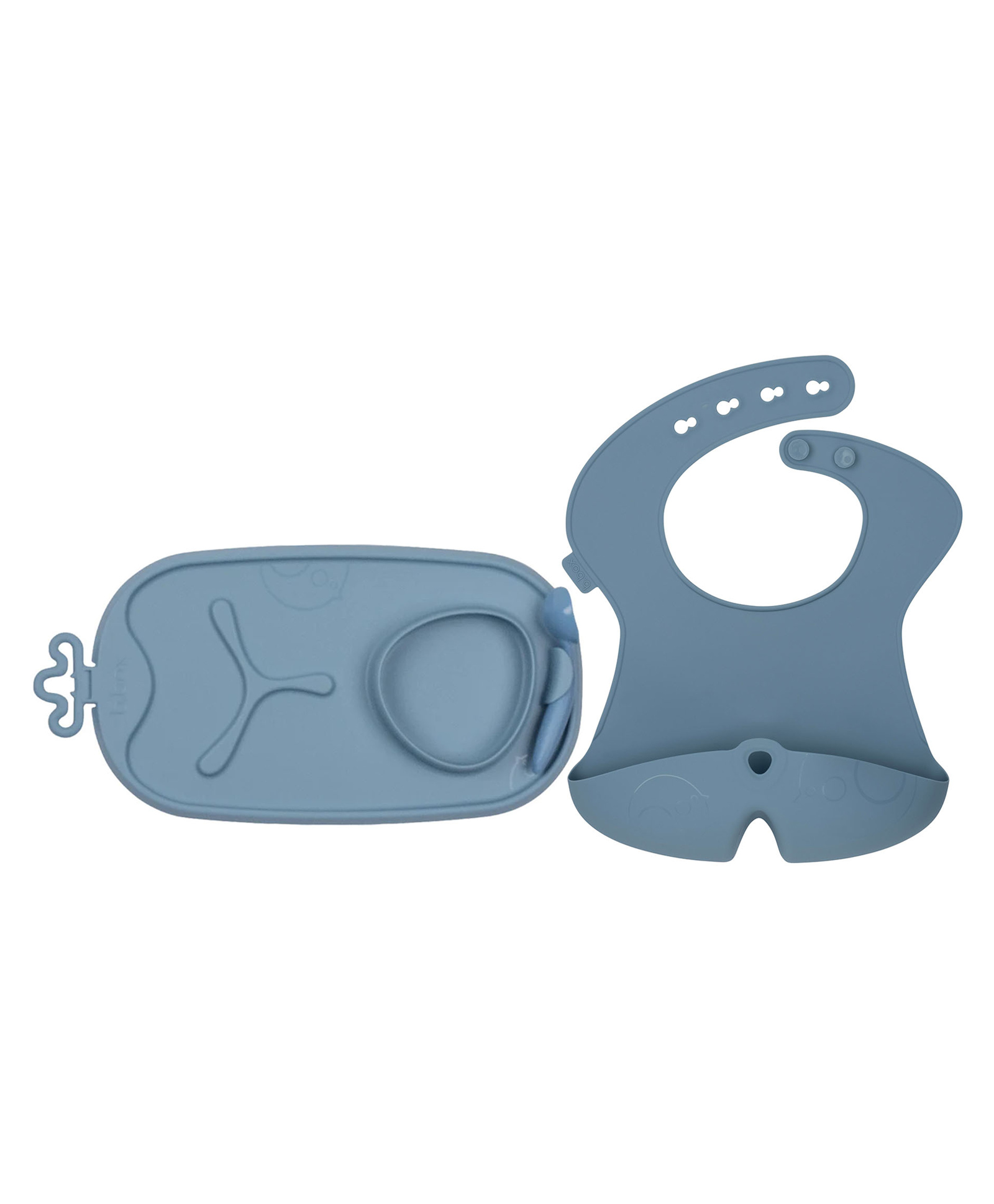 b.box Silicone Bib + Feeding Mat Combo - Blue | Easy-Clean Bib with Food Catcher & Roll-Up Mat with Divided Sections | BPA-Free | 4m+-picture-25