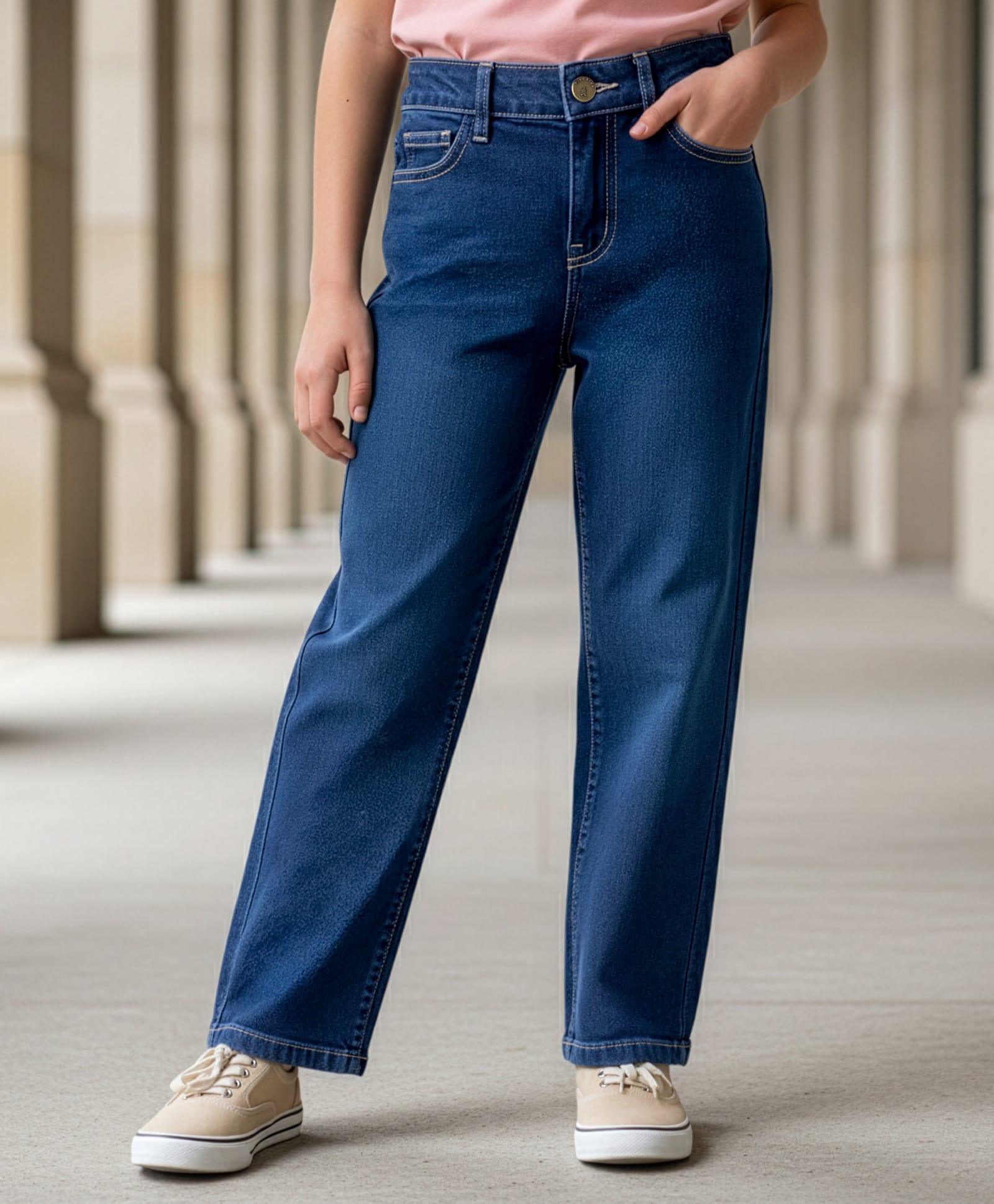 Pine Kids Woven Full Length Washed Denim Jeans - Navy Blue-picture-20
