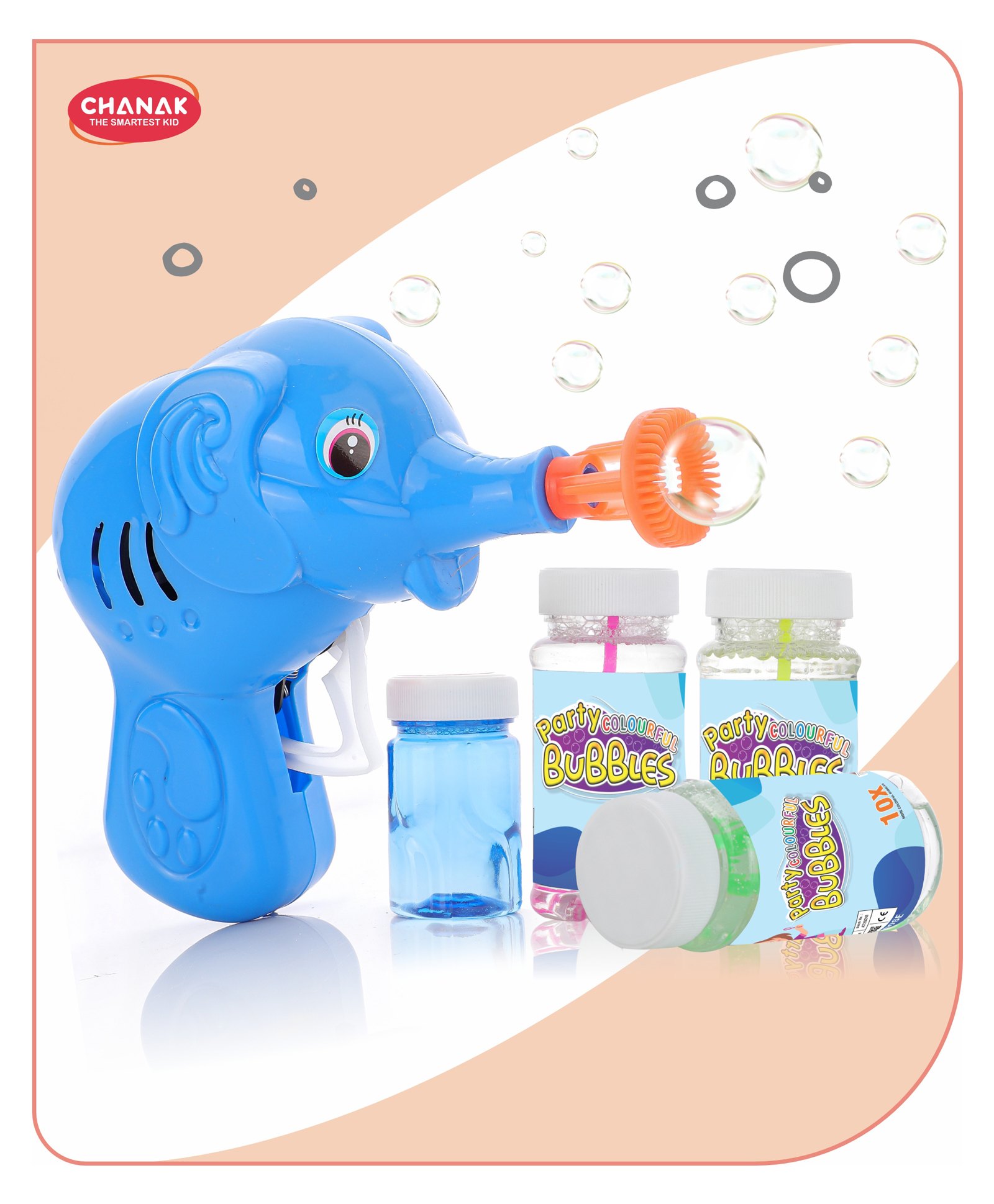 Aditi Toys Blue Elephant Bubble Gun with 100ml x 3 Bubble Solution and Free 60ml Refill Liquid-image-29