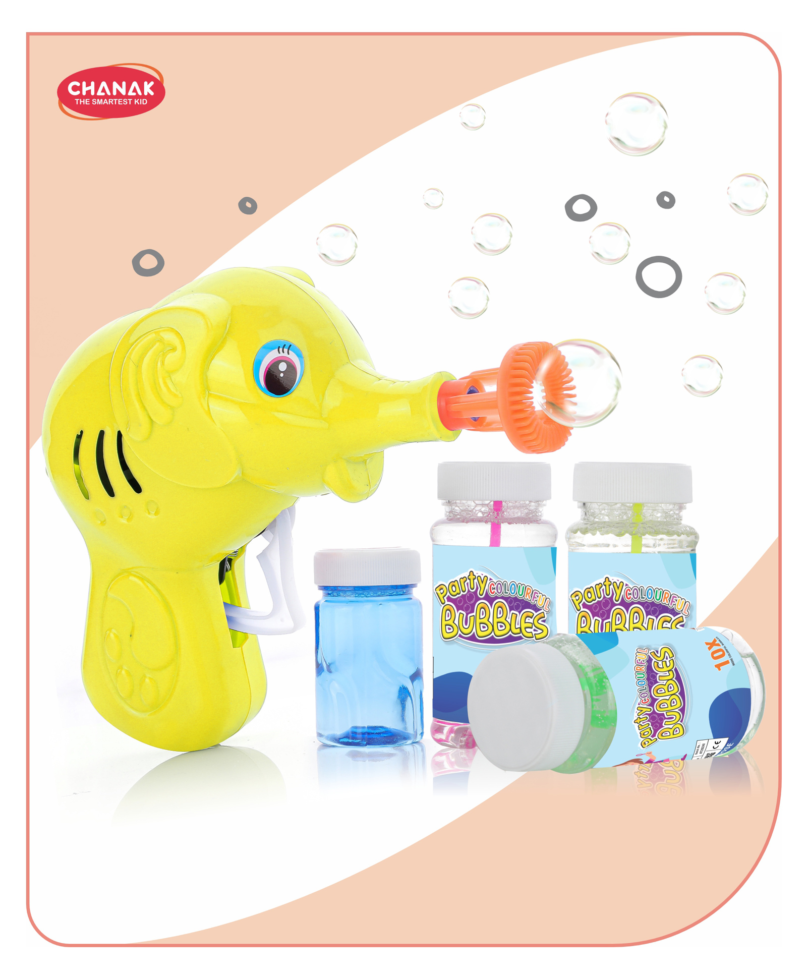 Aditi Toys Yellow Elephant Bubble Gun with 100ml x 3 Bubble Solution and Free 60ml Refill Liquid-picture-10