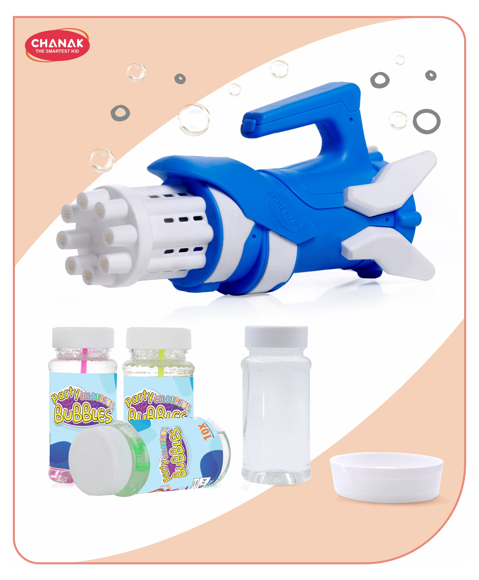 Aditi Toys Dark Blue Gatling Bubble Gun with 100ml x 3 Bubble Solution and Free 100ml Refill Liquid 8-Hole Bubble Maker for Indoor & Outdoor Play, 100% Safe and Skin-Friendly-image-35