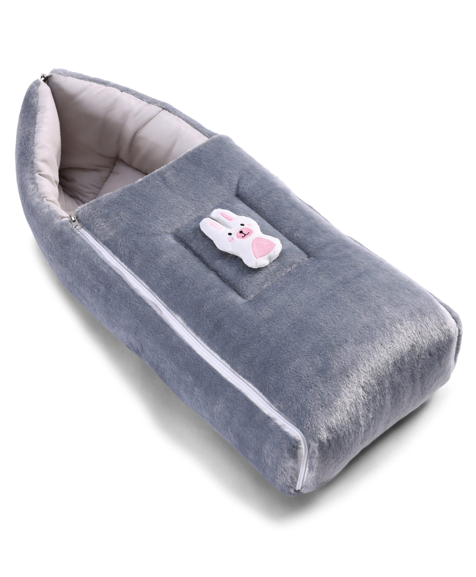 ZOE 3 in 1 Baby Carry Nest Cum Sleeping Bag Bunny Applique - Grey Use as Carry Nest, Mattress or Sleeping Bag| Newborn to Toddler Boys & Girls| Newborn Gifting| Warm & Cozy| Travel Friendly-picture-22