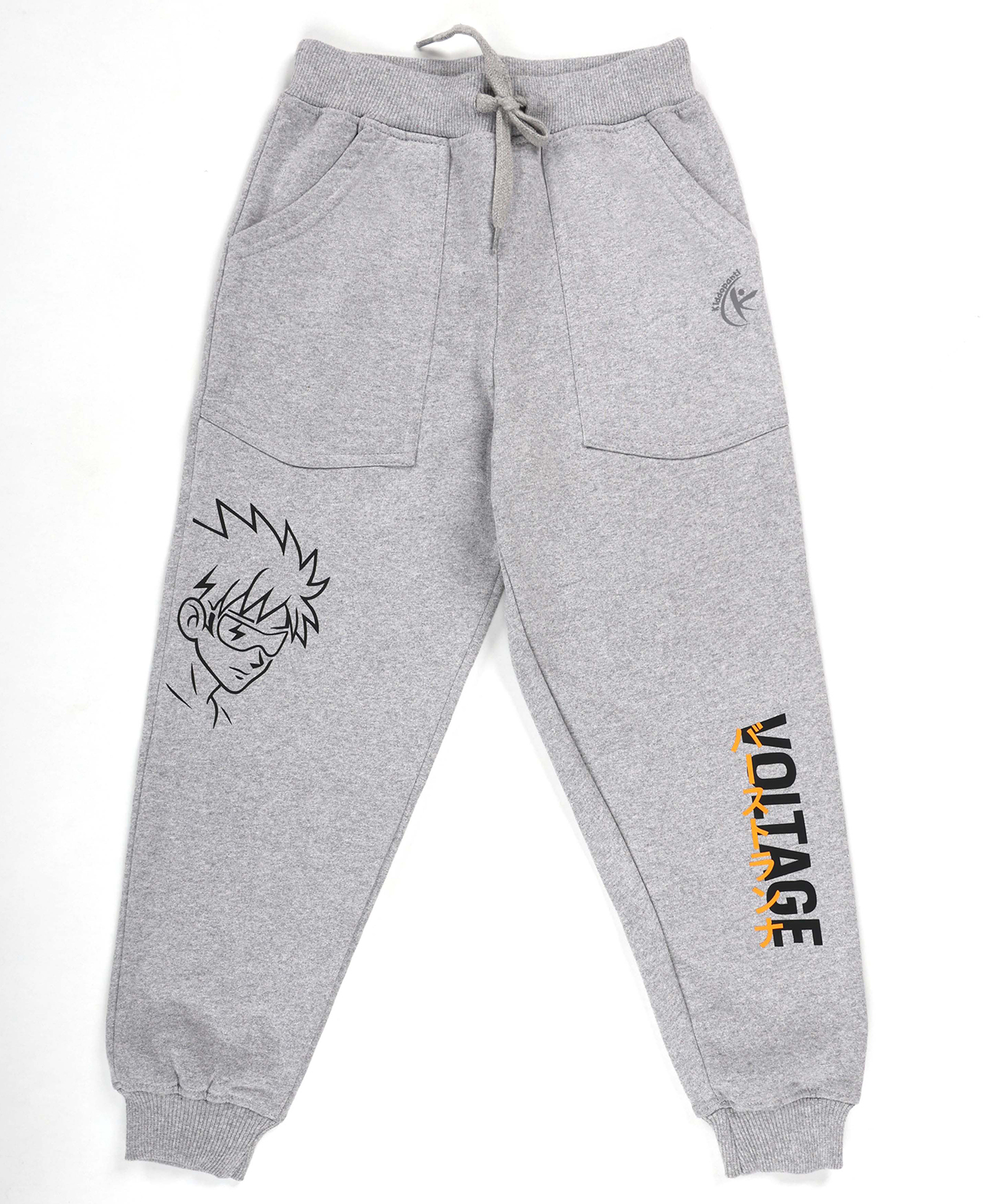 Kiddopanti Fleece Knit Cool Boy Printed Track Pants - Grey Melange-picture-10