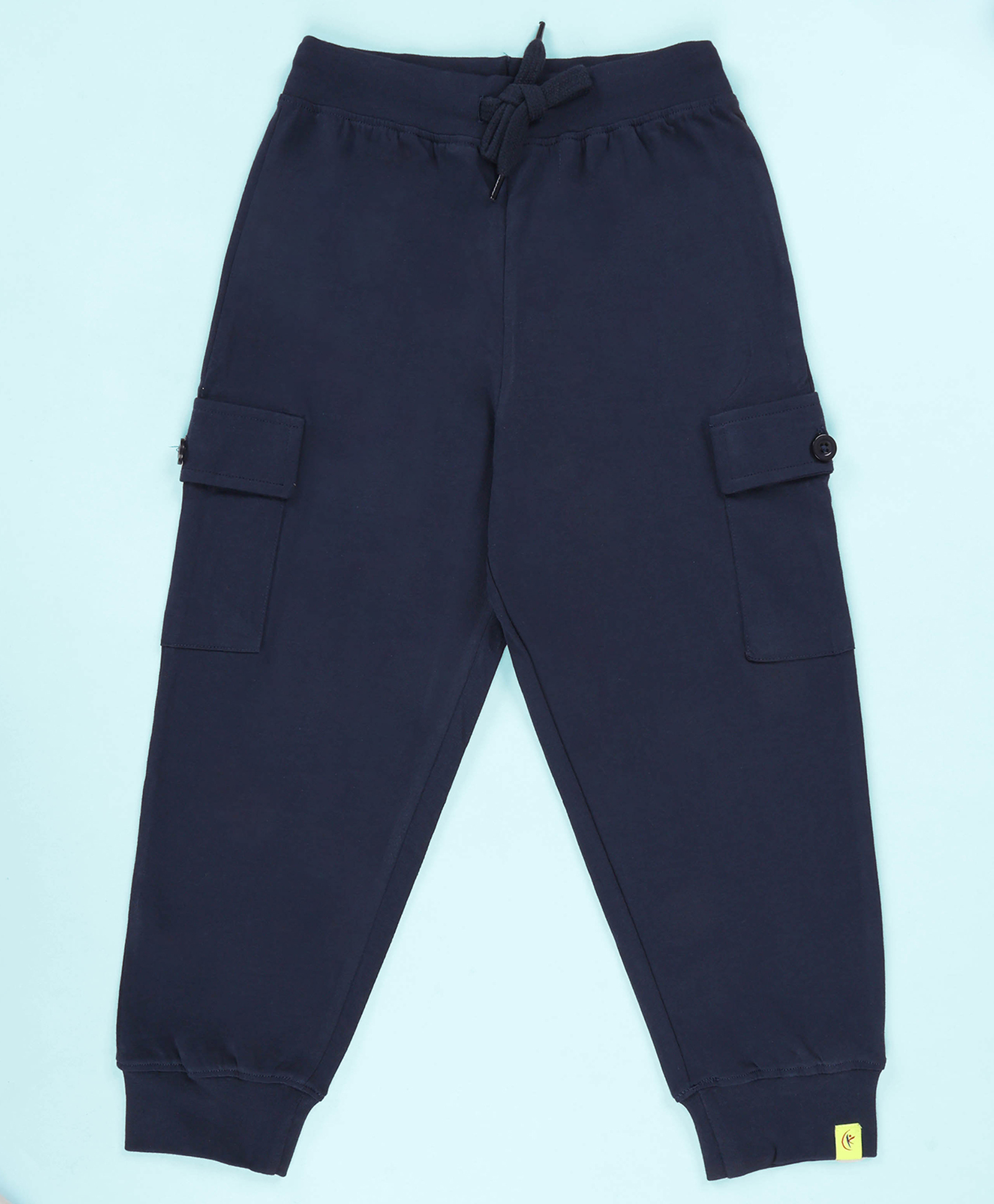 Kiddopanti Cotton Knit Solid Cargo Track Pants - Navy-picture-40