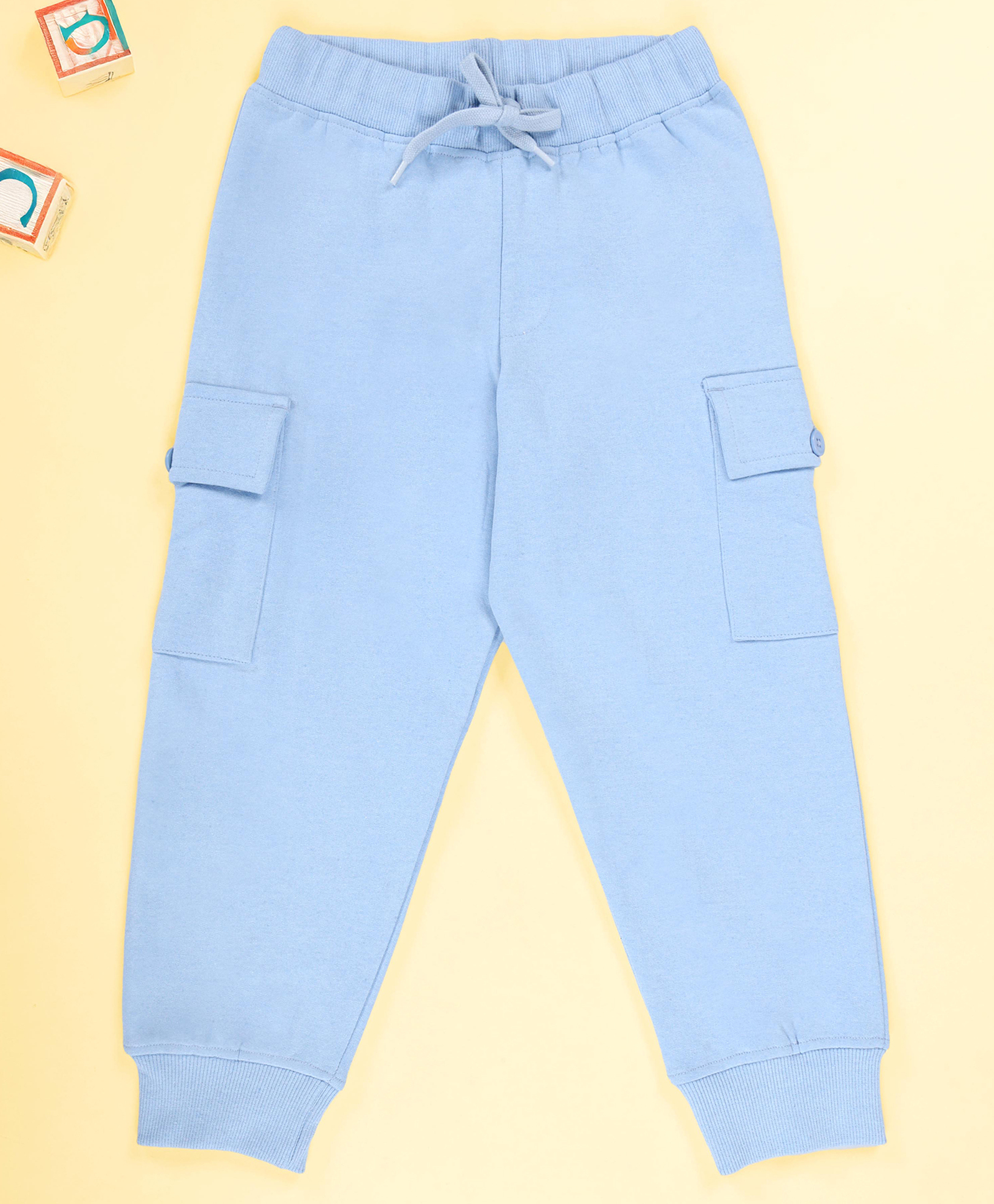 Kiddopanti Fleece Knit Solid Cargo Track Pants - Ink Blue-picture-31
