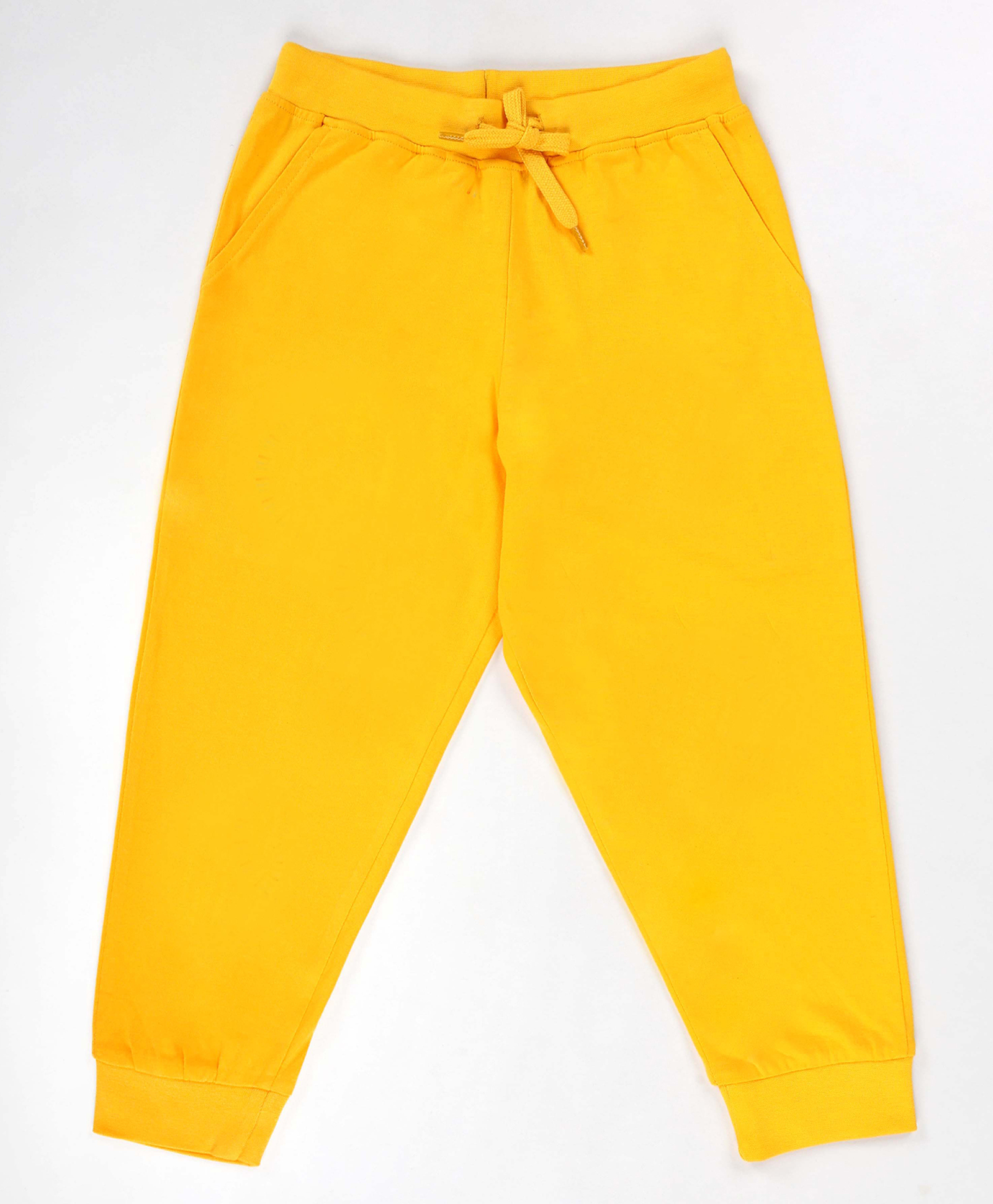 Kiddopanti Cotton Knit Solid Jogger Track Pant - Yellow-picture-19