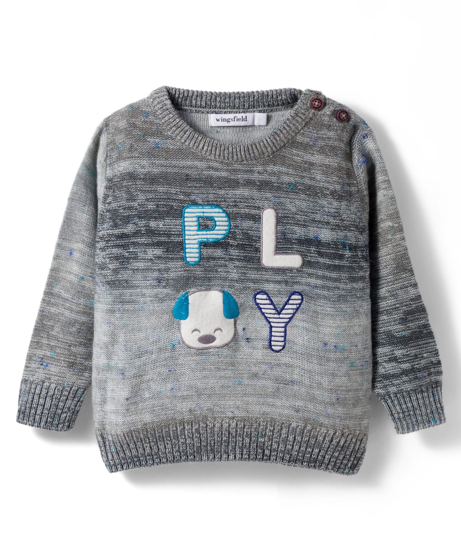 Wingsfield Full Sleeves Play Text Embroidered Sweater - Multi Colour-picture-21