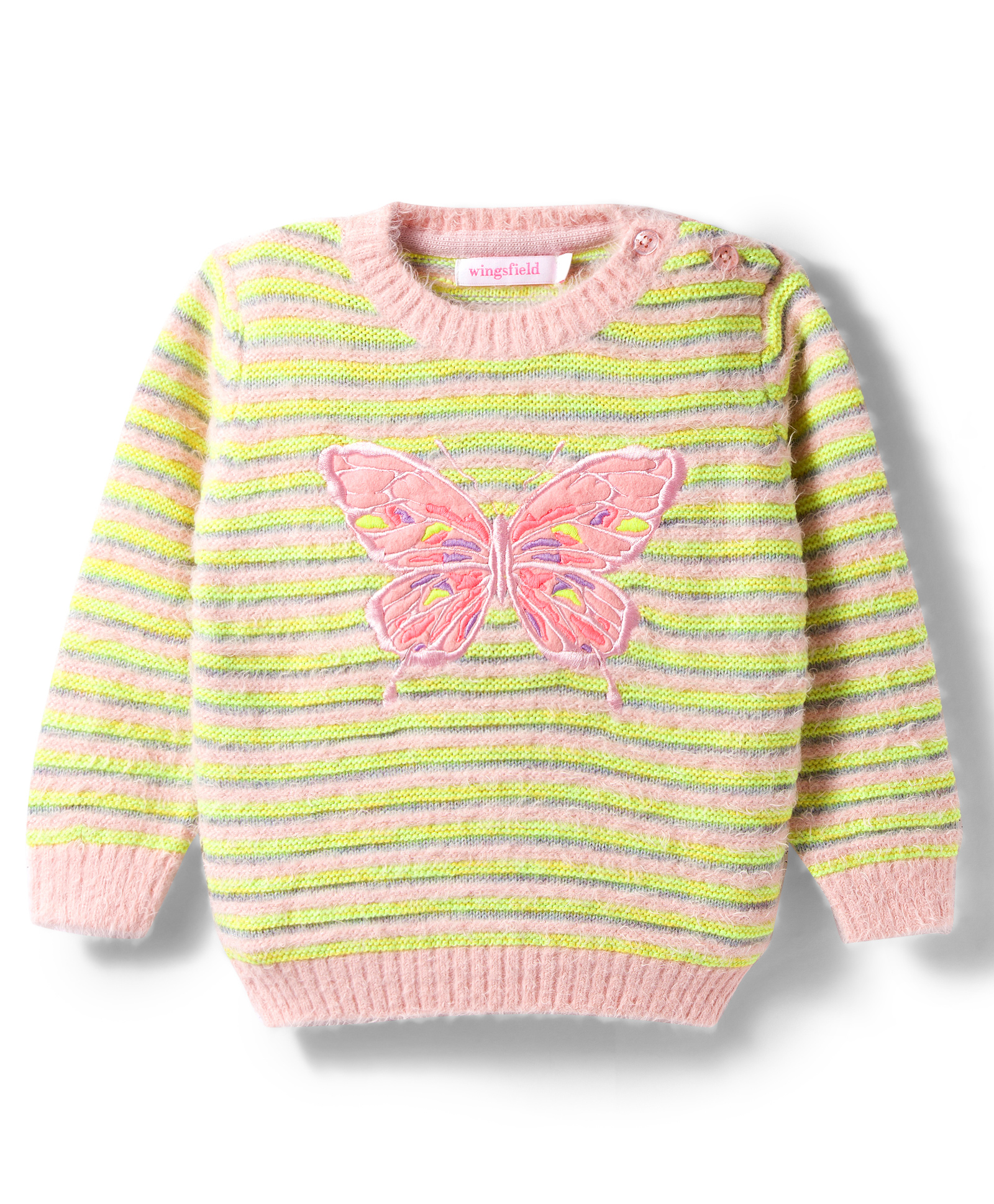 Wingsfield Full Sleeves Butterfly Embroidered Light Winter Sweater - Multi Colour-image-46