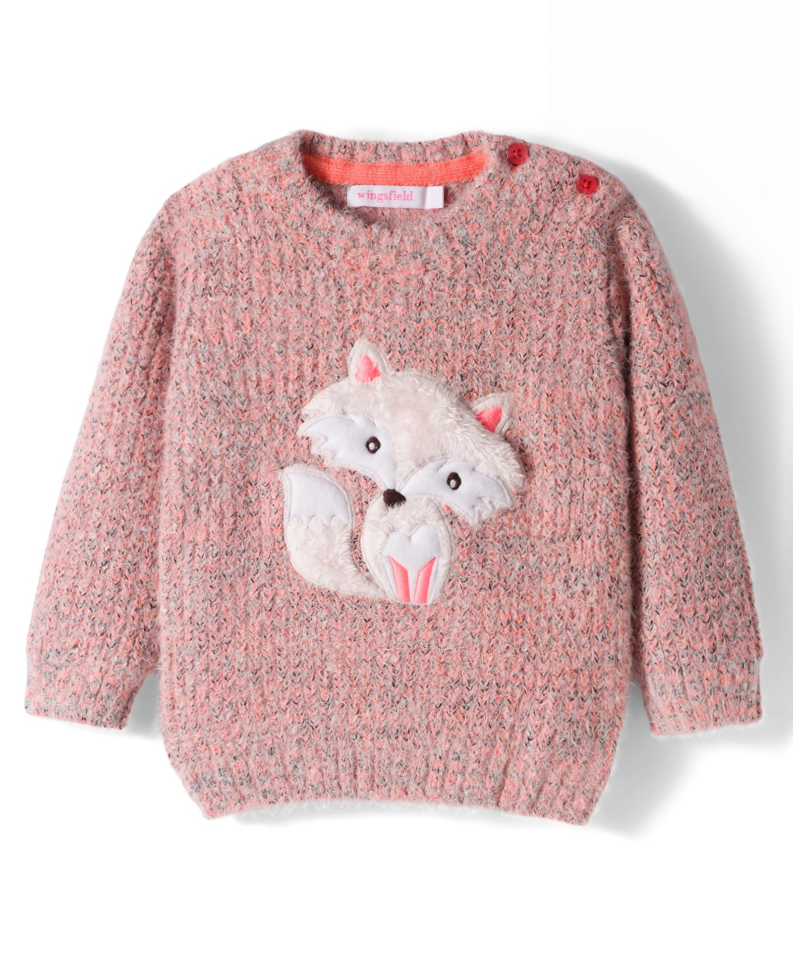 Wingsfield Full Sleeves Fox Patch Detailed Sweater - Pink-picture-10