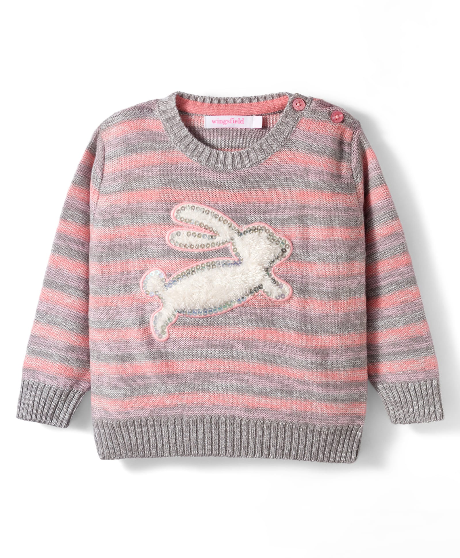 Wingsfield Full Sleeves Bunny Patch Detailed Sequins Embellished Sweater - Multi Colour-image-40