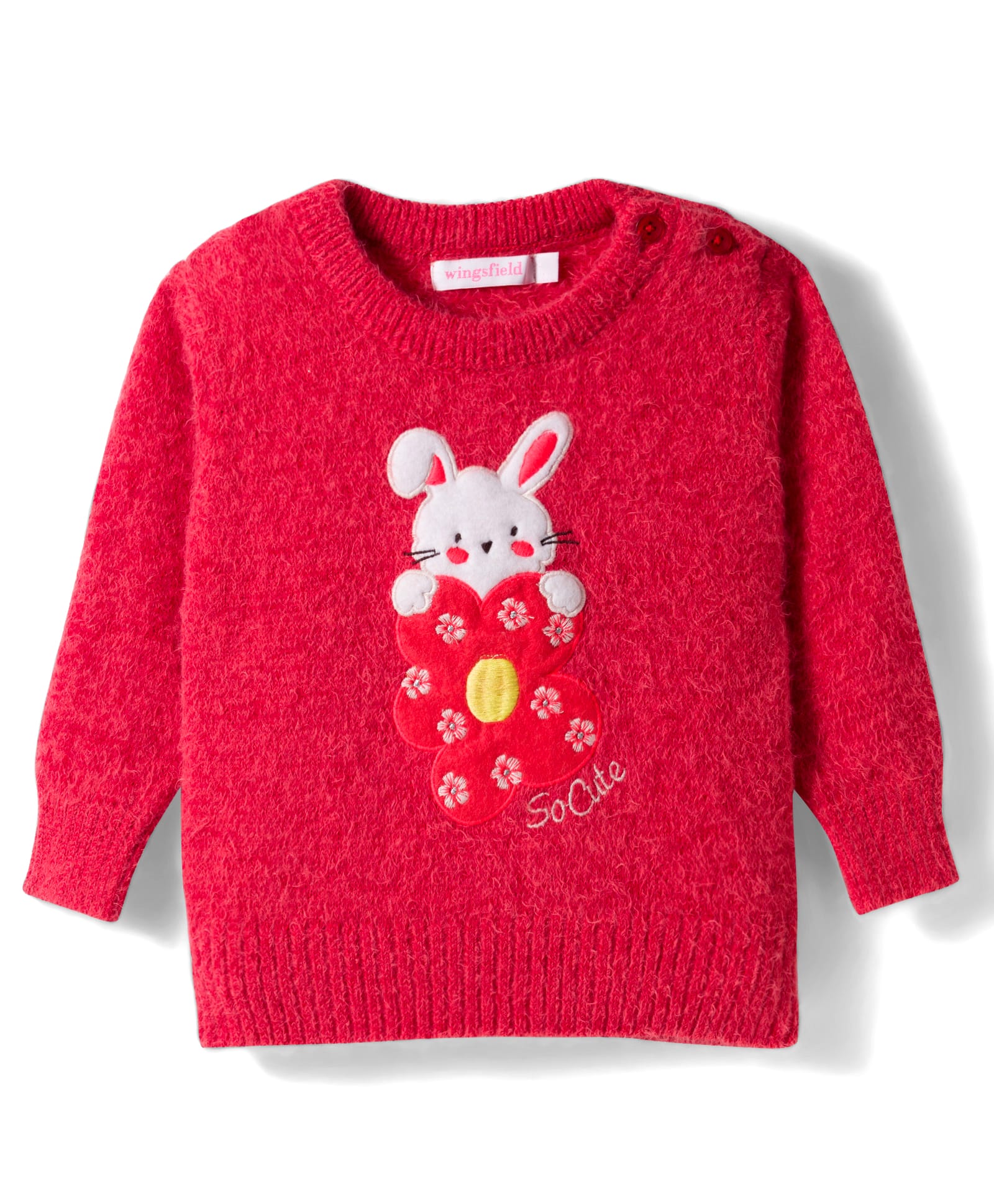 Wingsfield Full Sleeves Bunny & Floral Designed Sweater - Red-picture-31
