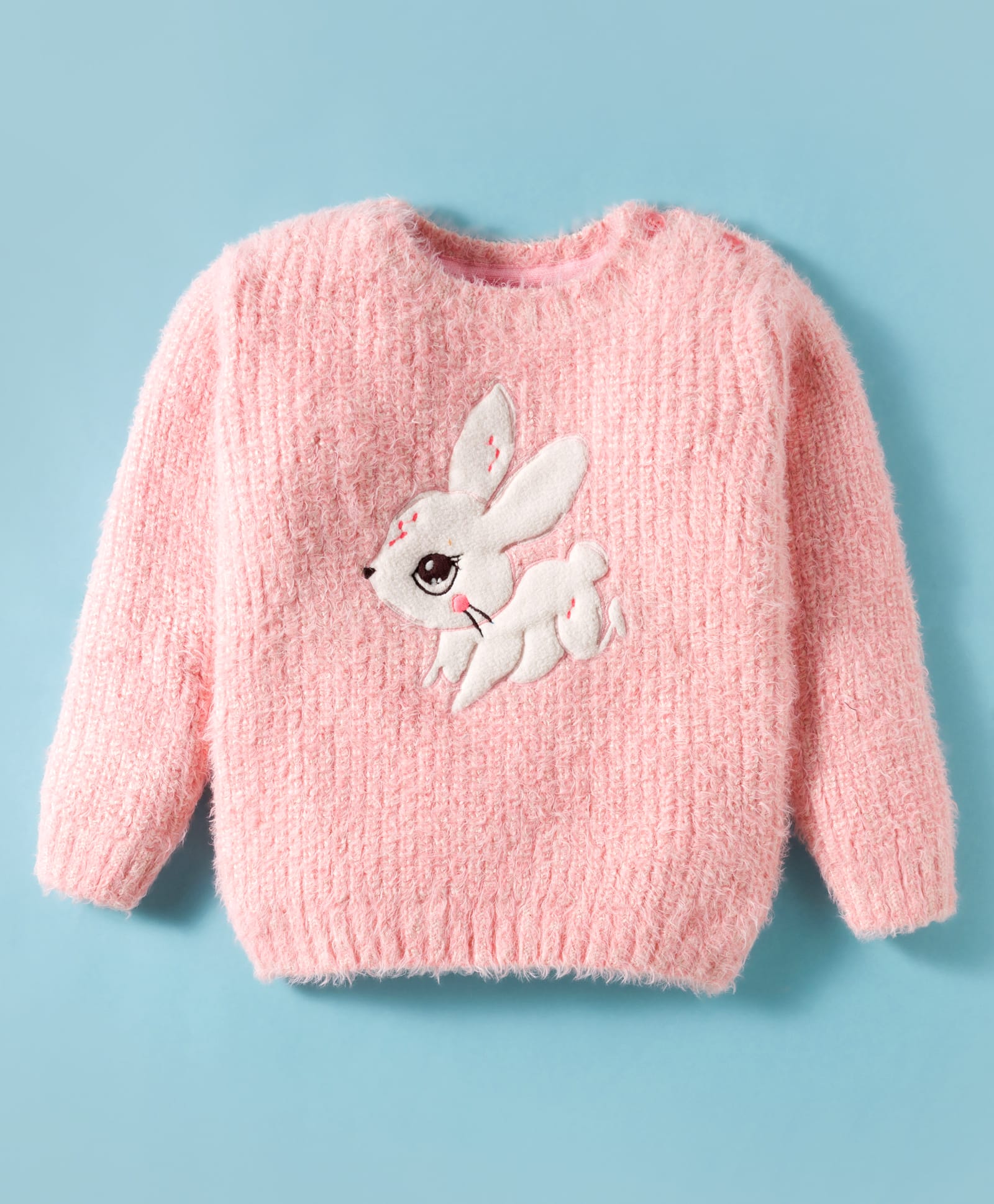 Wingsfield Full Sleeves Bunny Designed Sweater - Pink-image-3