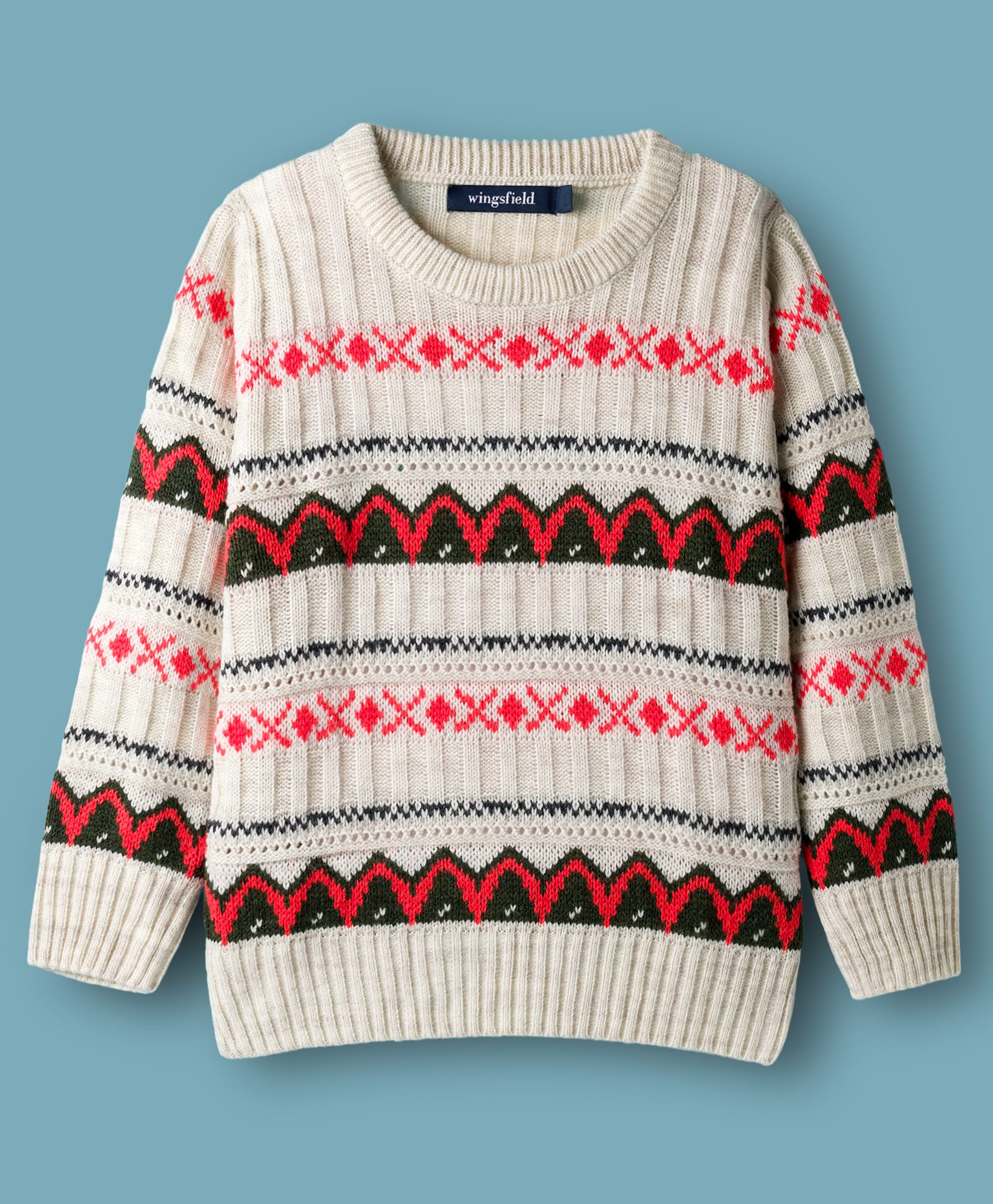 Wingsfield Full Sleeves Abstract Designed Sweater - Multi Colour-image-7