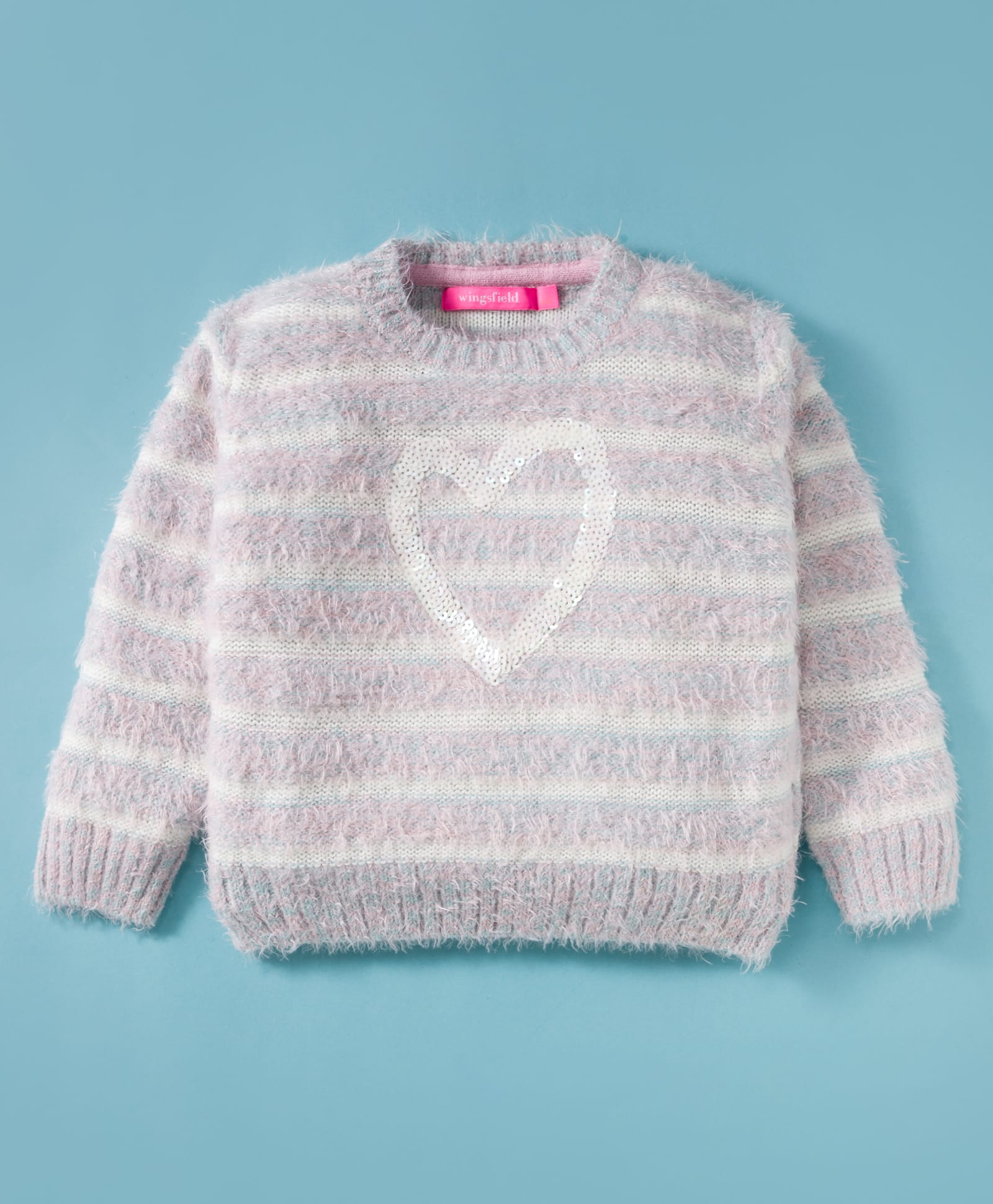 Wingsfield Full Sleeves Heart Designed Sequins Embellished Sweater - Pink-picture-23