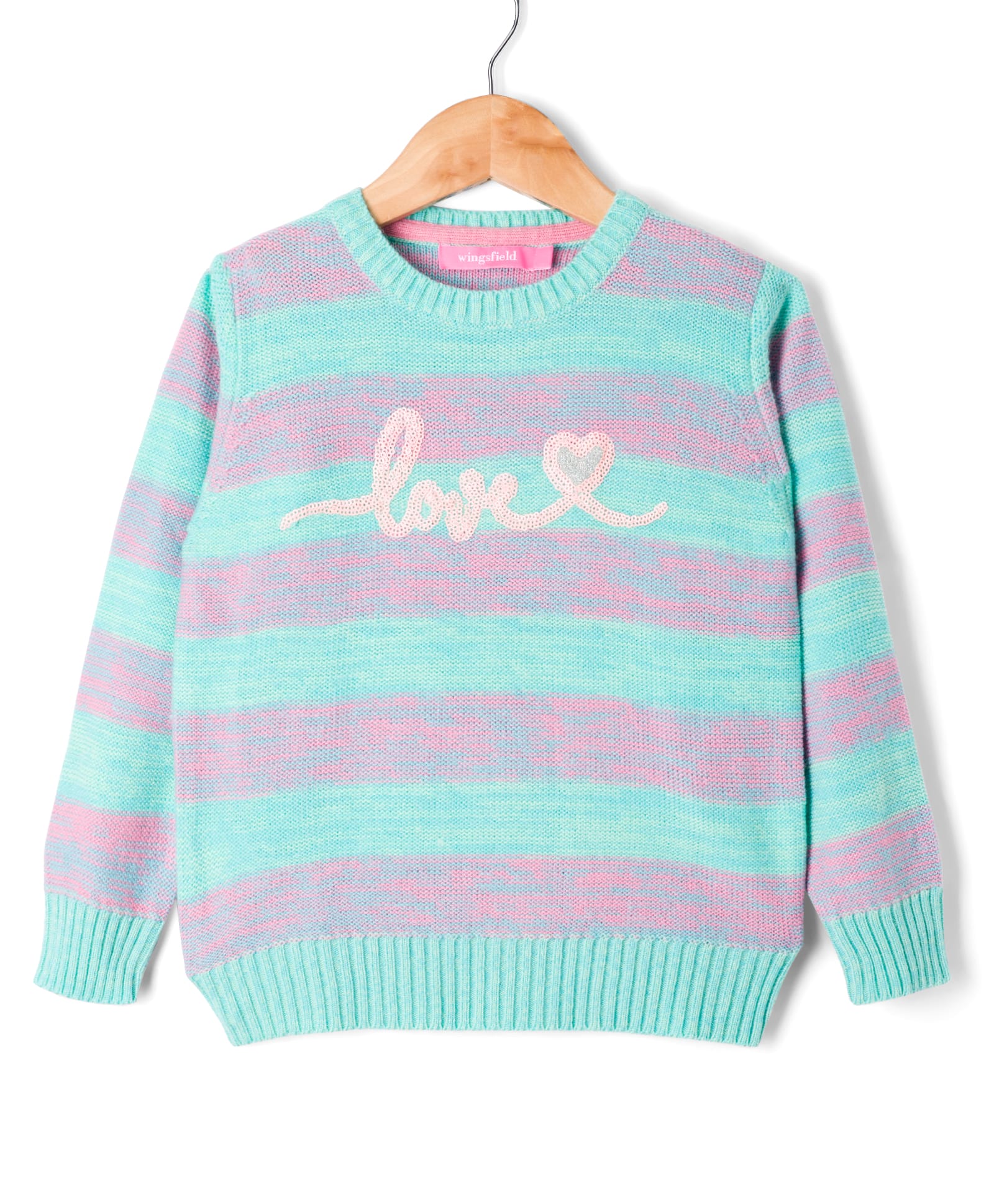 Wingsfield Full Sleeves Sequins Embellished Love Text Designed Sweater - Multi Colour-picture-19