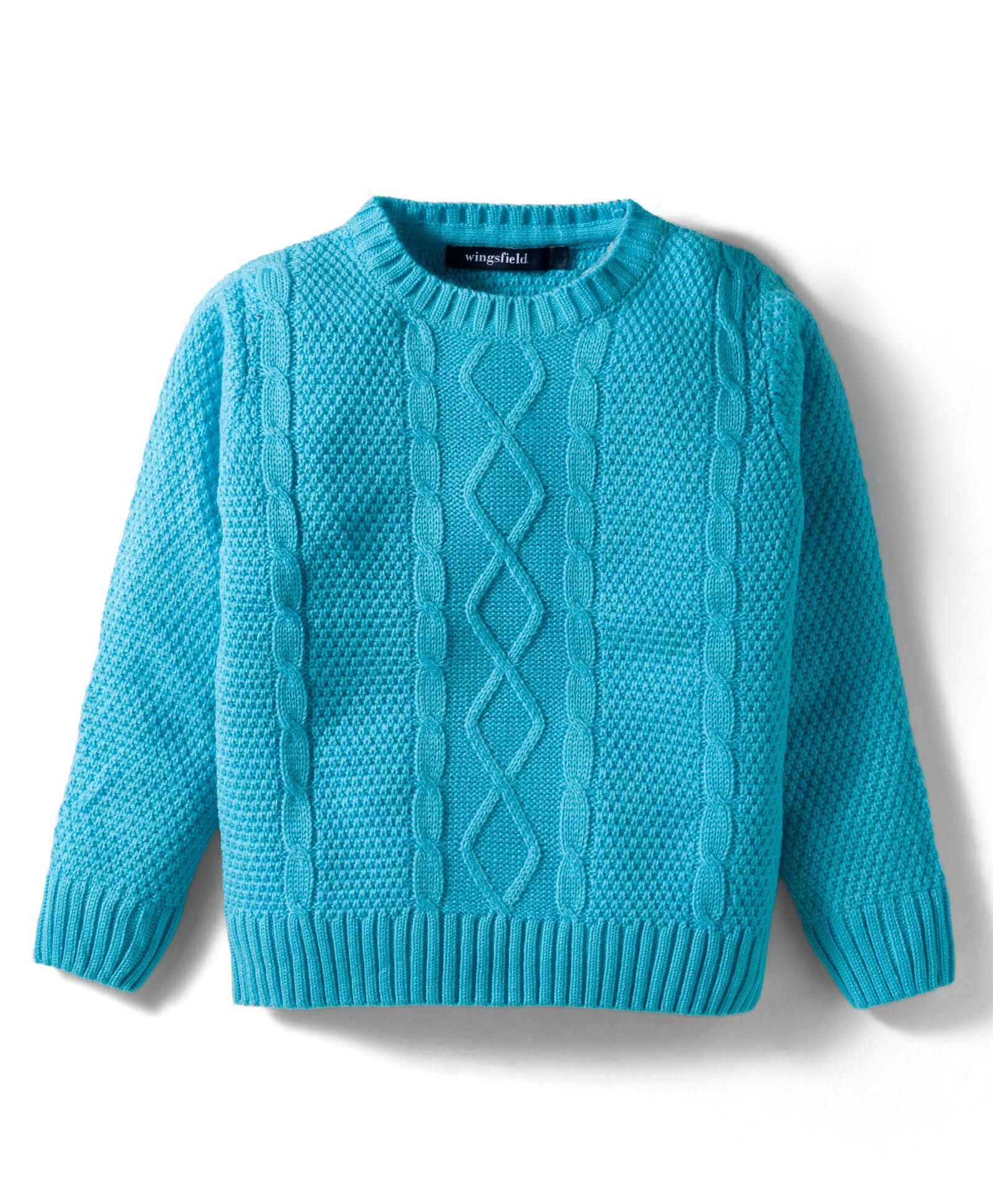 Wingsfield Full Sleeves Cable Knit Sweater - Aqua Blue-picture-19