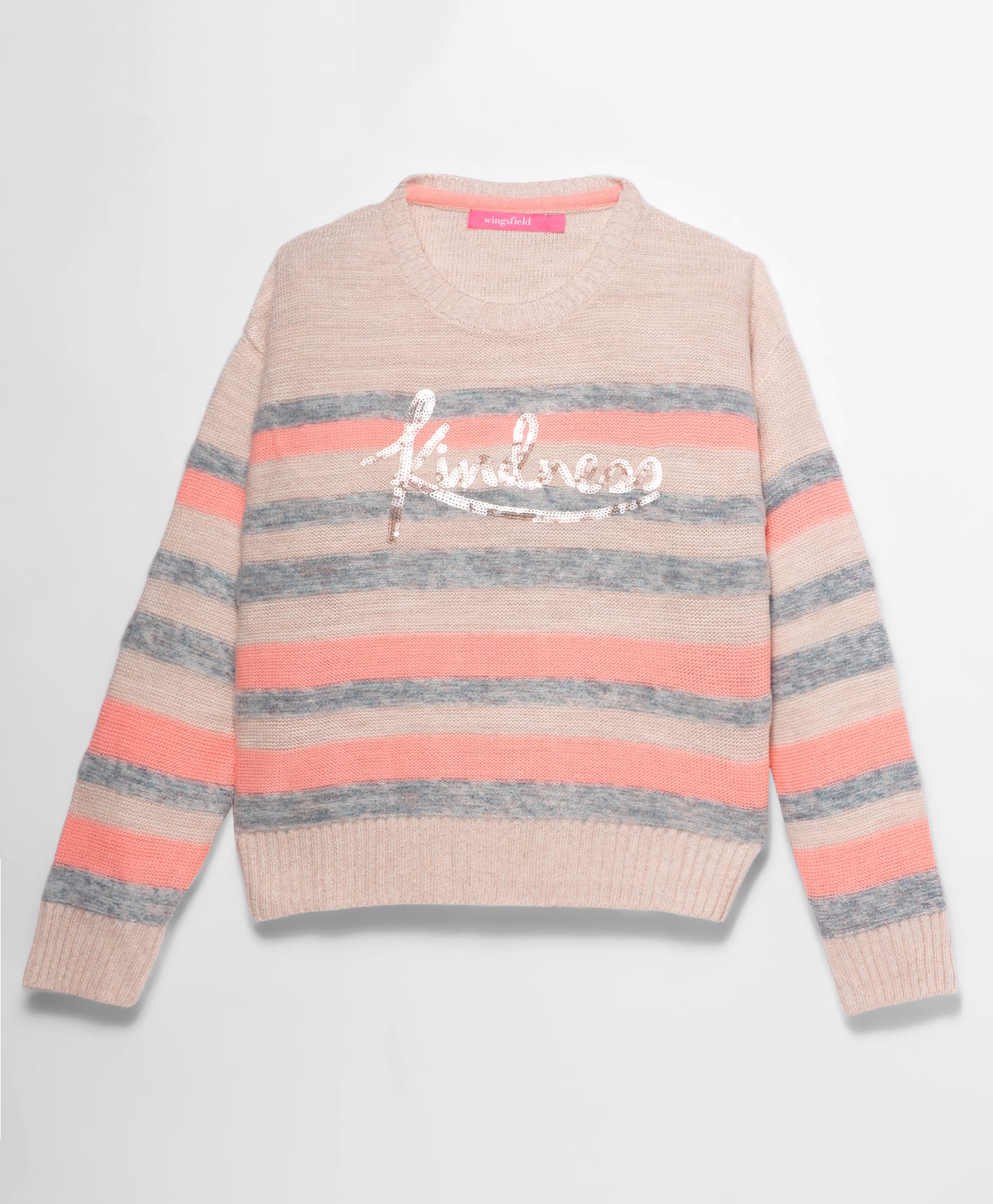 Wingsfield Full Sleeves Typography Text Sequins Embellished Sweater - Multi Colour-picture-37