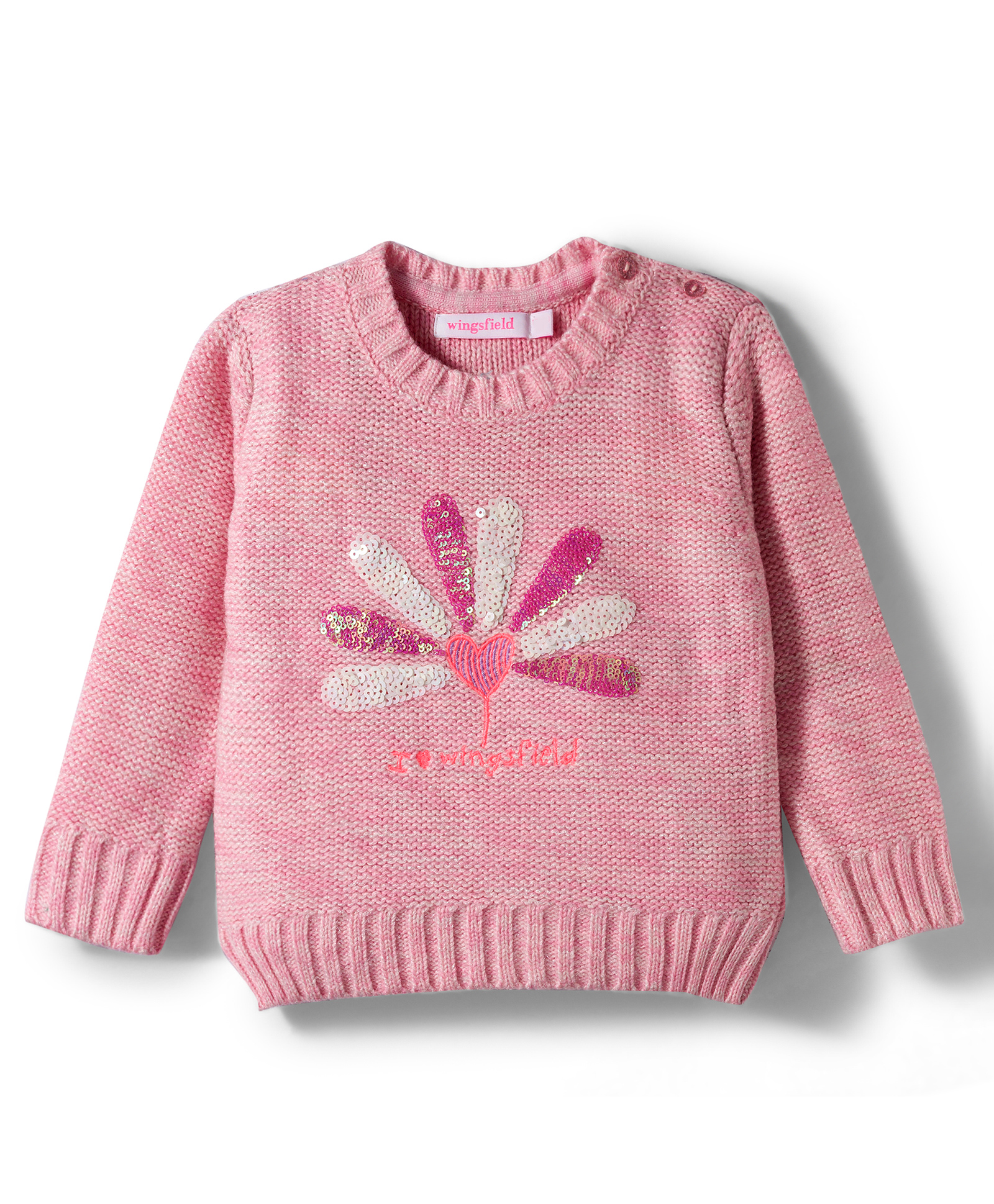 Wingsfield Full Sleeves Heart Designed Sequins Embellished Sweater - Pink-picture-32