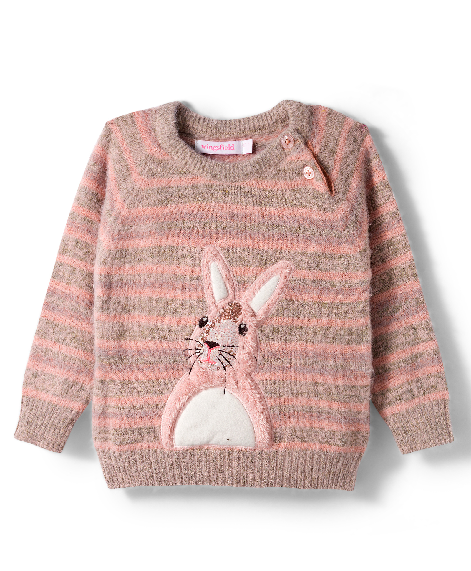 Wingsfield Full Sleeves Rabbit Designed Sequins Embellished Sweater - Multi Colour-image-46