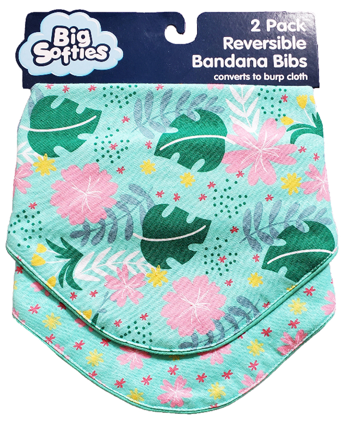 Big Softies Reversible Printed Bandana Baby Bibs converts to Burp Cloth Adjustable Snap Button 100% Cotton-Super Absorbent For Drooling, Teething & Feeding For Girls 0-24 months Pack of 2-Floral-picture-10