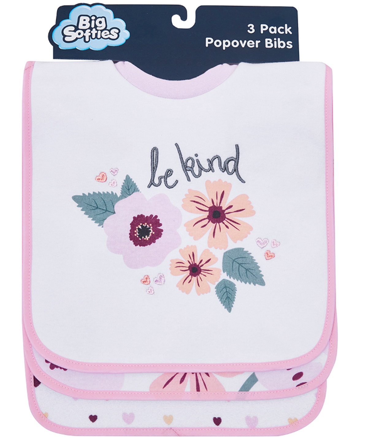 Big Softies Popover Bibs Printed & Applique Embroidery Soft Stretchable Rib Neck Blended Cotton Ultra Soft & Super Absorbent For Drooling, Teething & Feeding For Girls 6-36 Months Pack of 3-Floral-image-9