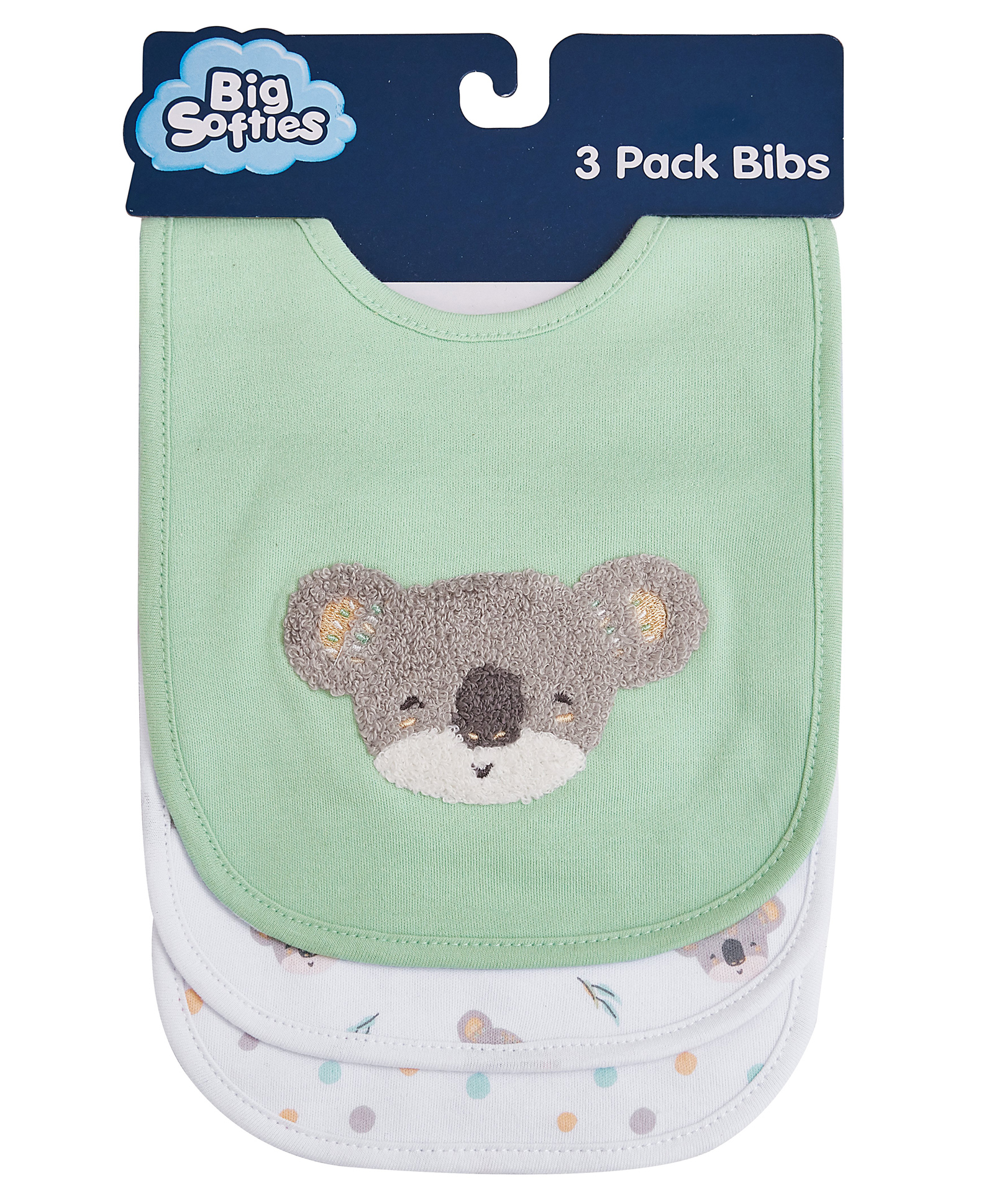 Big Softies Boucle Bibs Printed & Boucle Embroidery Adjustable Snap Fastener Pure Cotton Ultra Soft & Super Absorbent For Drooling, Teething & Feeding For Unisex 6-24 months Pack of 3-Koala-image-33