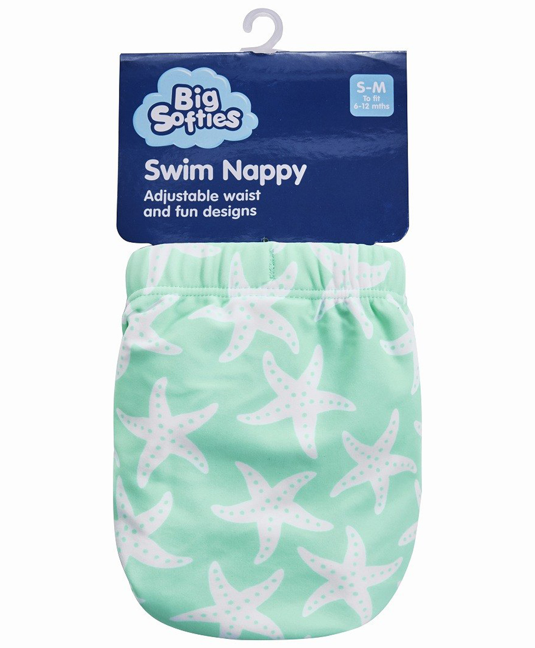 Big Softies Reusable Baby Swim Nappies-Small to Medium size Leak Proof & Adjustable Comfortable & Lightweight Perfect for Pool or Beach Days Ideal for babies of 6-12 months-Green Starfish