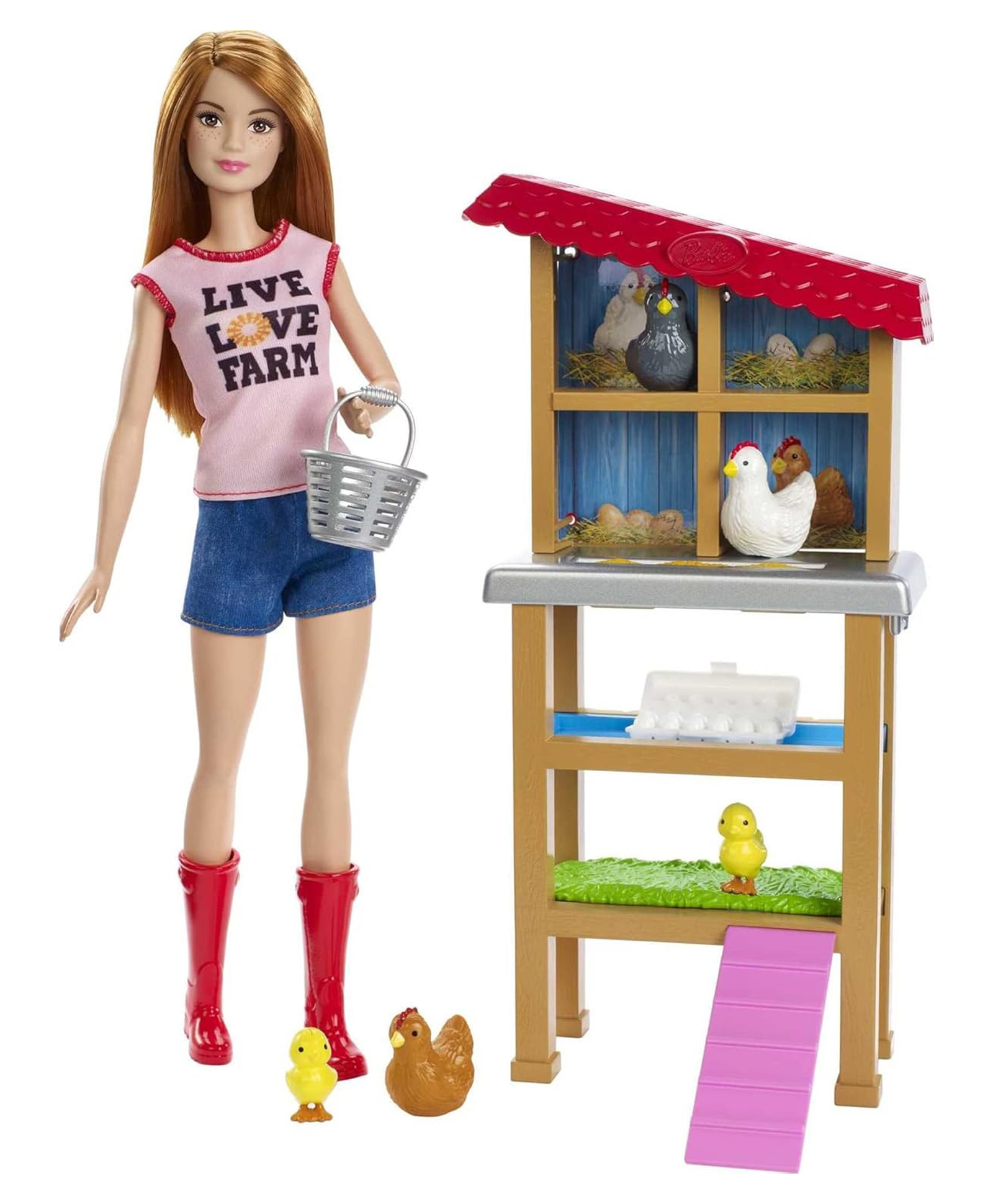 Barbie Chicken Farmer Doll Playset with Henhouse Chickens & Chicks Height 29 cm - Multi Colour-picture-19