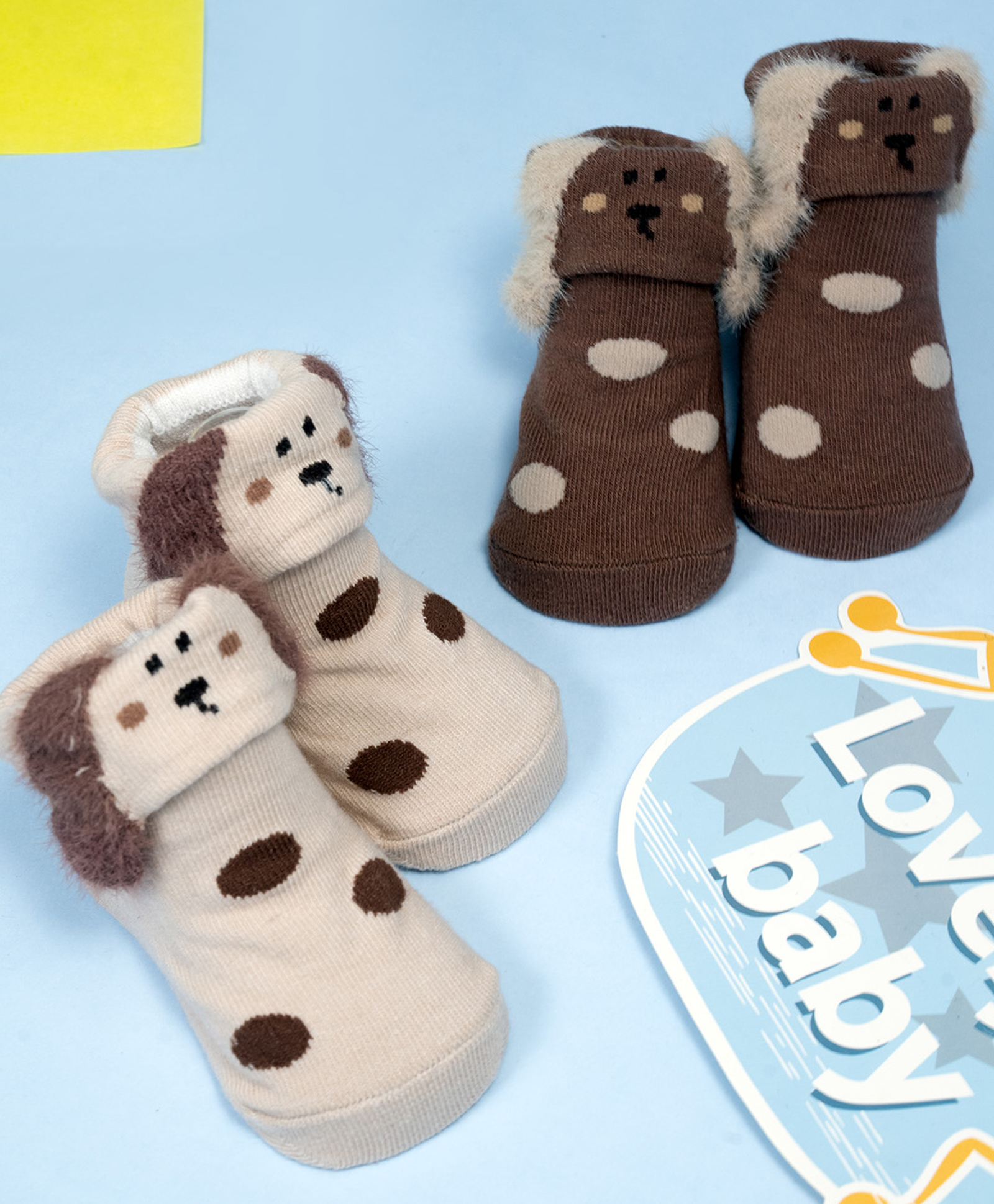 Yellow Bee Cotton Knit Set Of 2 Puppies Designed Socks - Multi Colour-picture-18