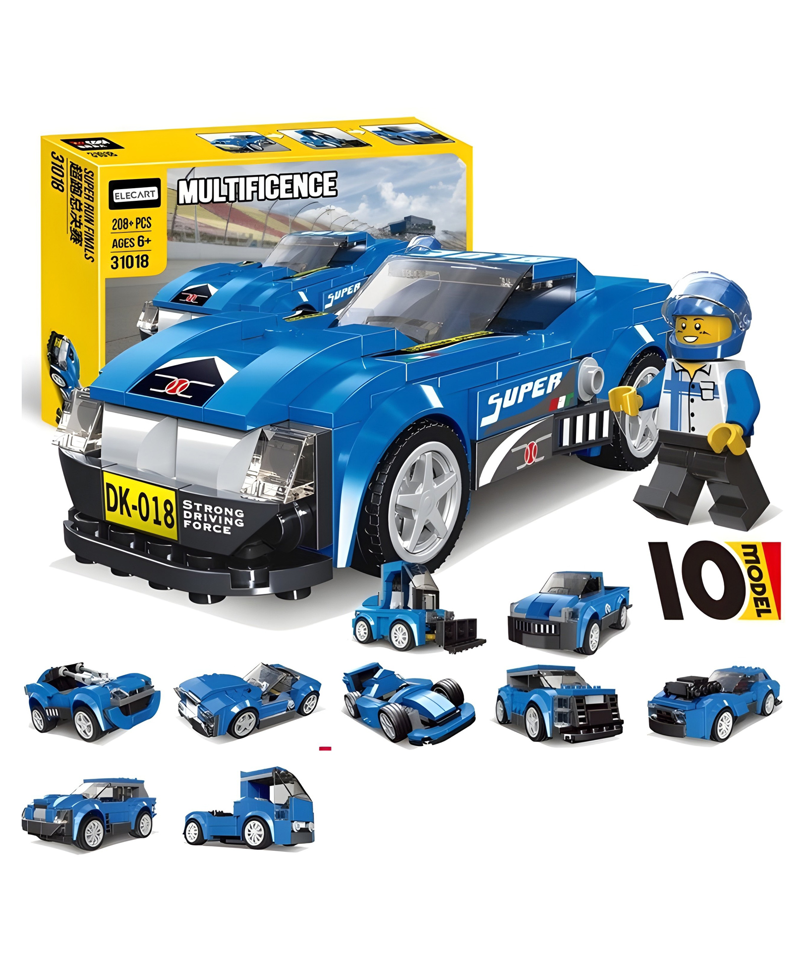 Elecart 10-in-1 Building Blocks Car Set for Kids STEM Educational Construction Toys | Race Car, Sports Car, Truck, SUV, Bulldozer, Mini Car | Creative Building Kit Gift for Boys & Girls Ages 6+-image-40