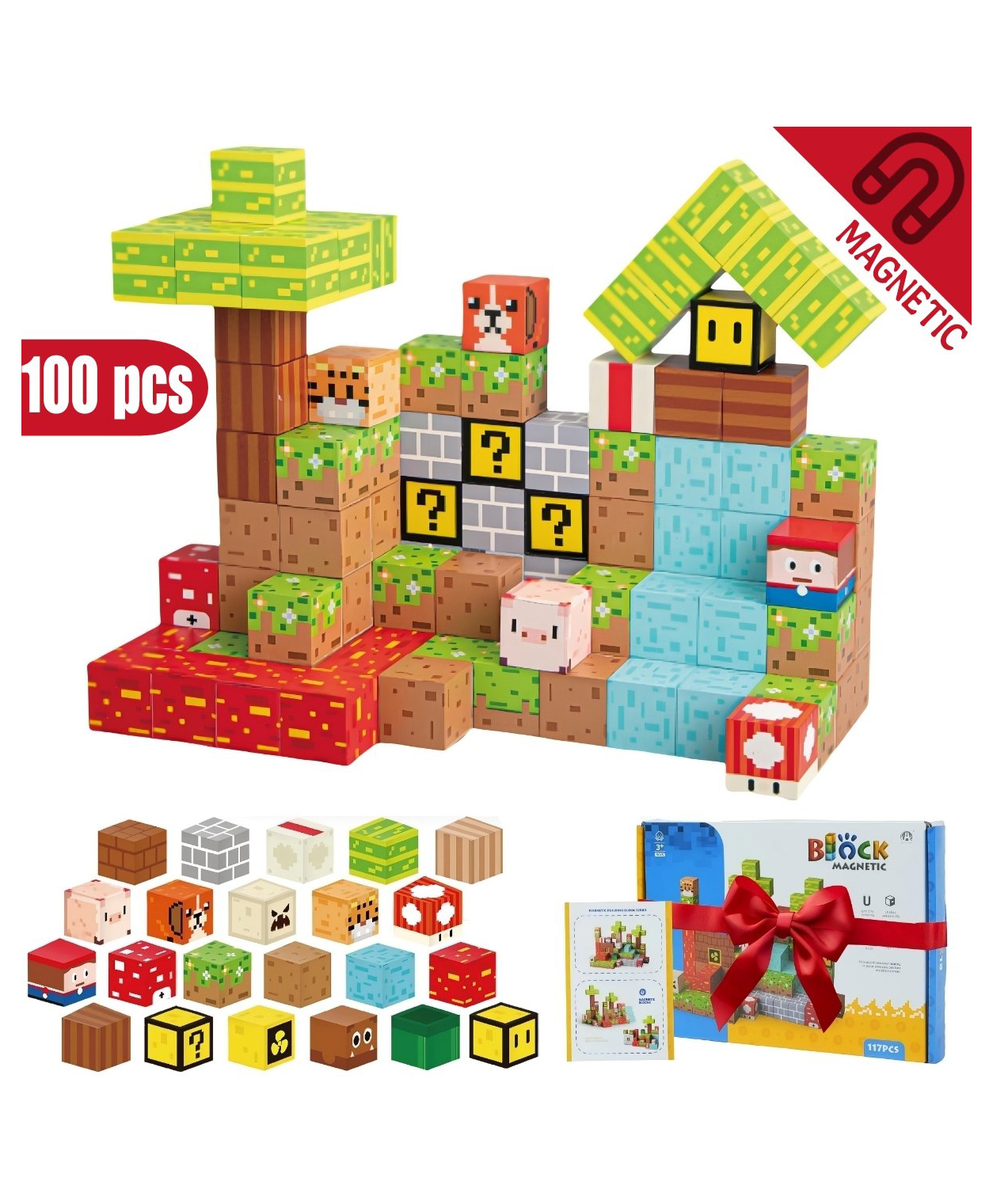Elecart Magnetic Blocks 100 PCS Magnet Building Cubes Game Set for Kids Ages 3-8 | Creative STEM Educational Construction Toys for Toddlers, Boys & Girls-picture-27