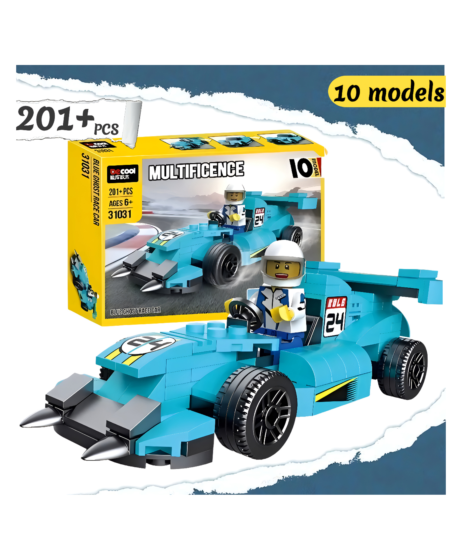Elecart 10-in-1 Block Car Building Set Transforming Racing Cars, Trucks & Sports Cars | Educational STEM Toy for Kids - 201 Pieces-picture-41
