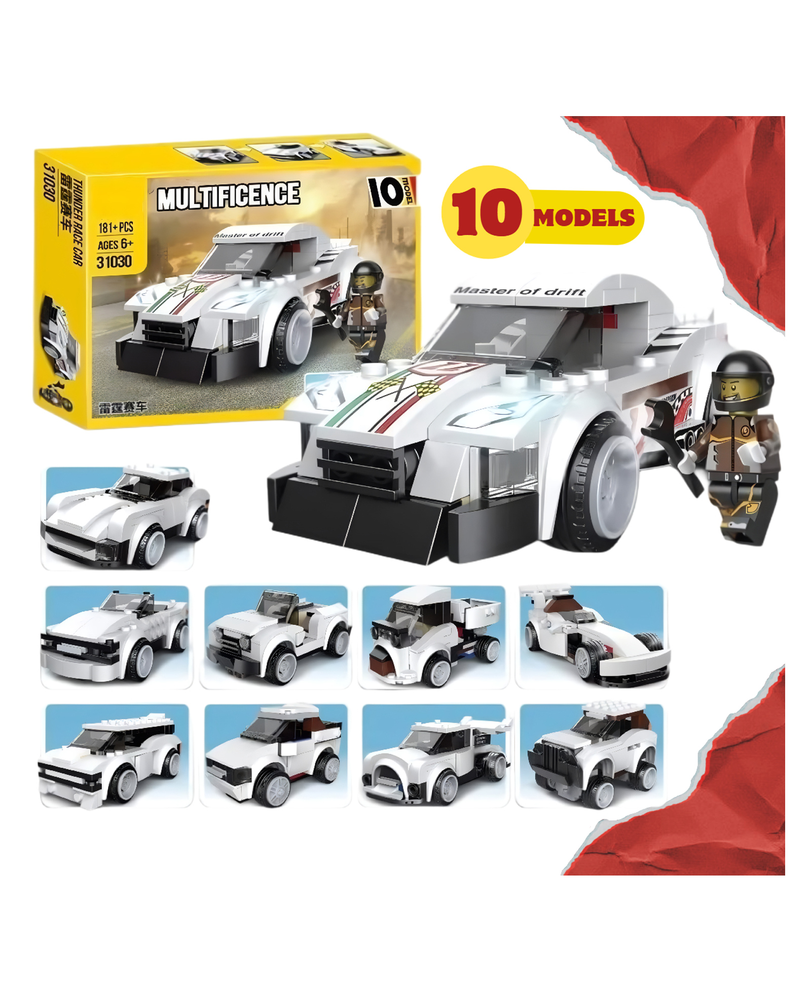 Elecart Pull Back Car Toy Model Set 181 Pcs Thunder Racing Vehicle Building Blocks | STEM Construction Kit for Kids Age 6-12 | Creative Bricks Car Model & Pull-Back Racing Car Toy | Non-Toxic-picture-42