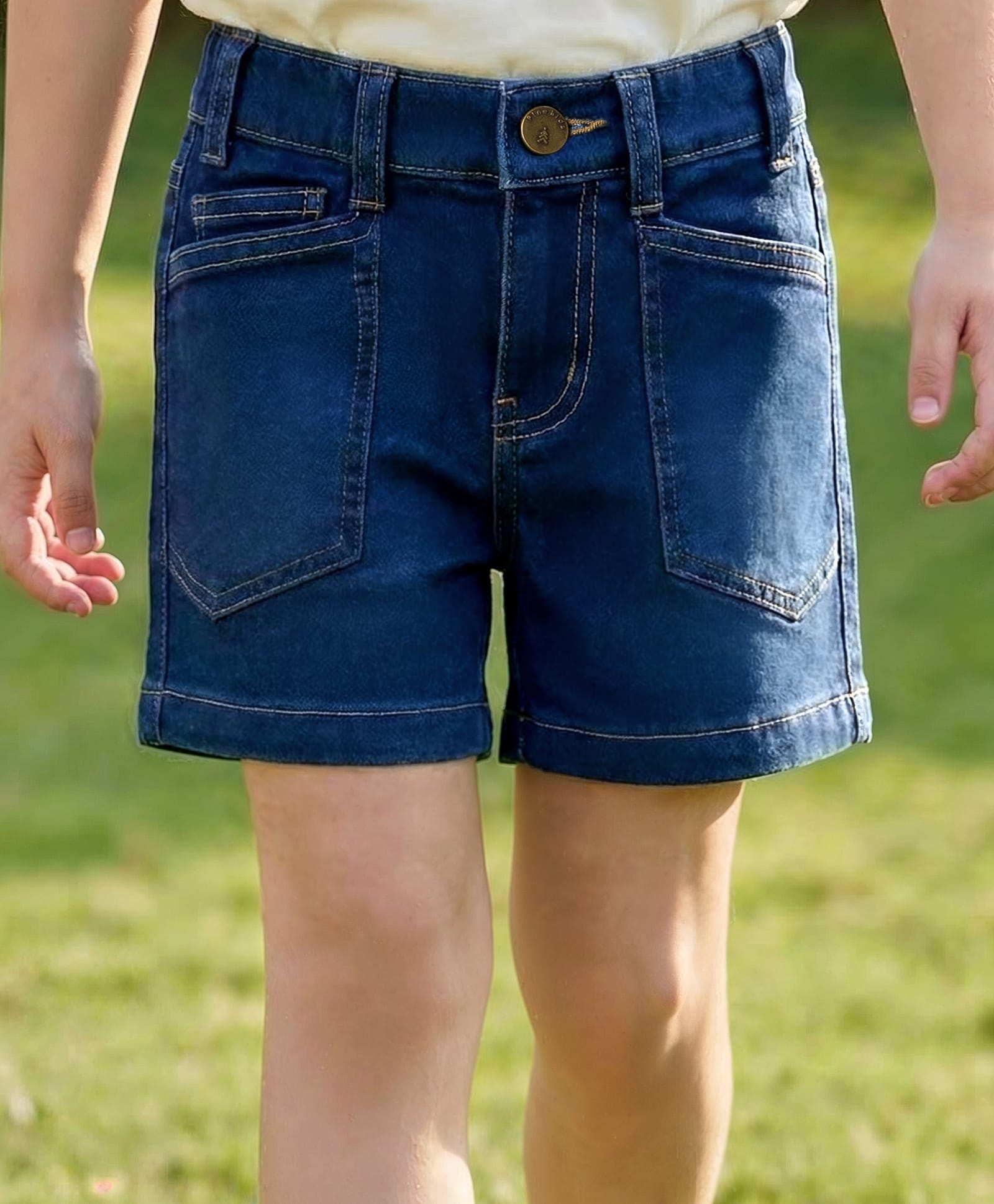 Pine Kids Woven Above Knee Length Solid Color Shorts - Navy Blue-picture-28