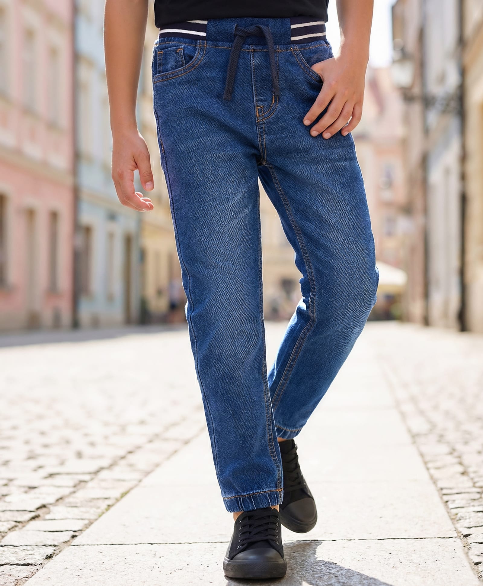 Pine Kids Denim Woven Full Length Washed Jeans - Blue-picture-18
