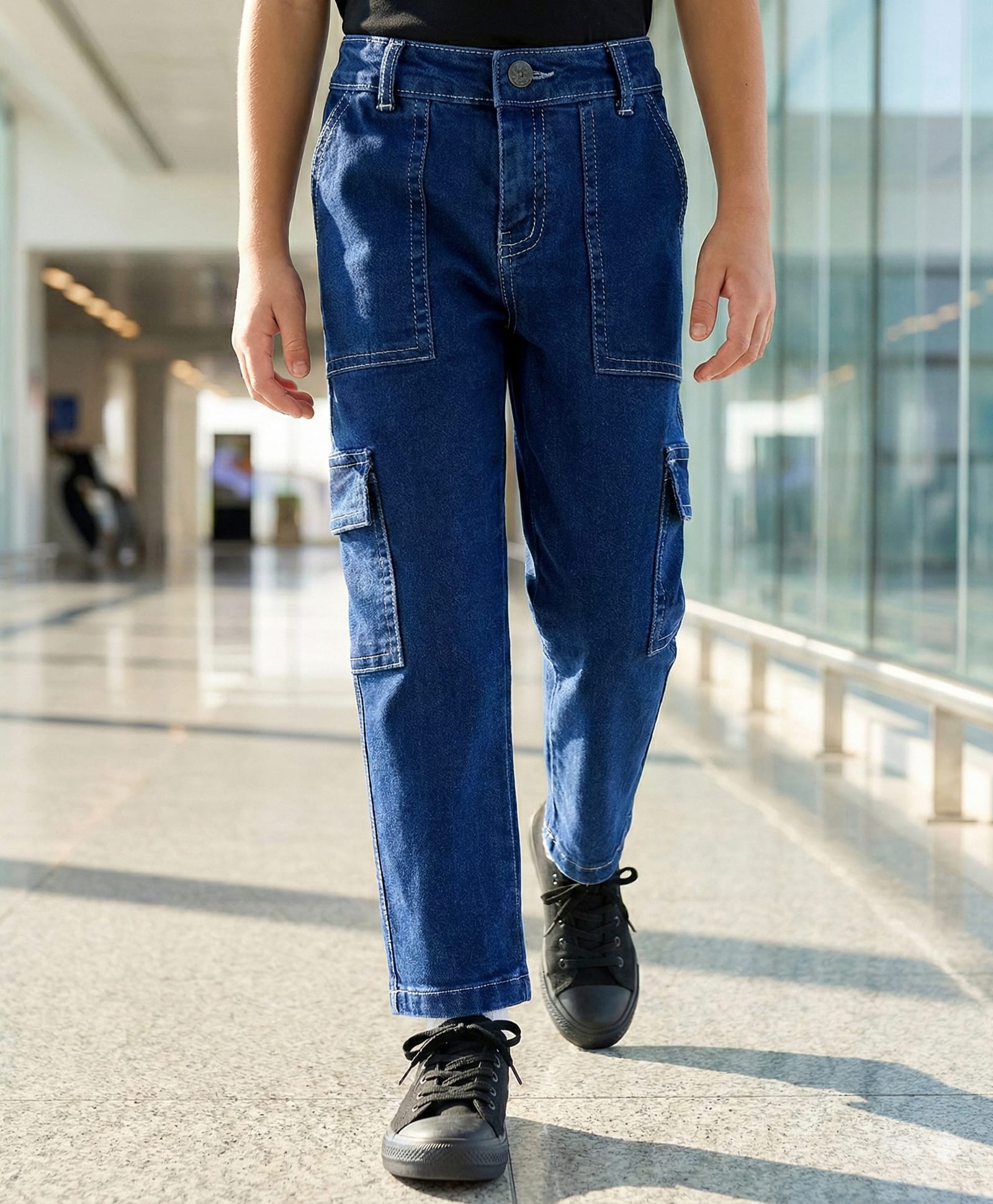 Pine Kids Denim Full Length Washed Jeans - Blue-picture-26