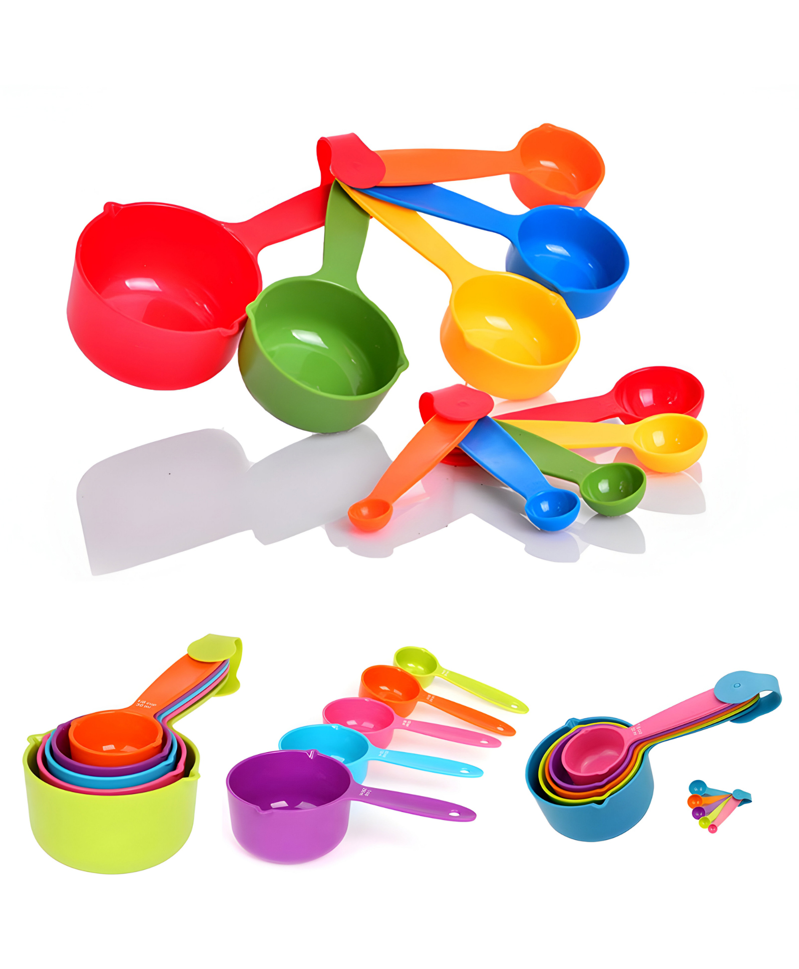 COZY VIBES Colorful Plastic Measuring Cups and Spoons, Measurement Cup and Spoon for Kitchen Cooking and Baking, Set of 10- PACK OF 1- COLOR MAY VARY-image-1