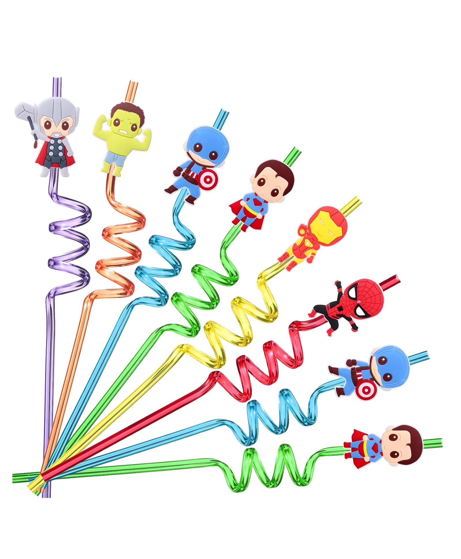 COZY VIBES Set of 4 Plastic Drinking Straws Reusable, Pool Party Supplies Summer Beach Party Favors Crazy Straws for Kids- Pack of 1- Color May Vary