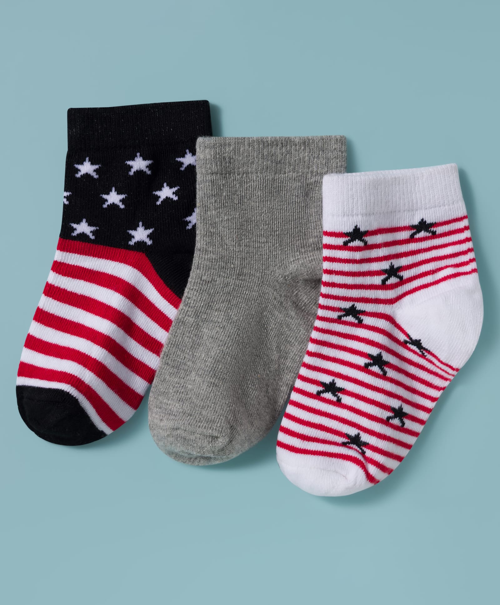 Cute Walk by Babyhug Knit Ankle Length Antibacterial Socks with Star Design & Stripes Pack of 3 - Multicolor