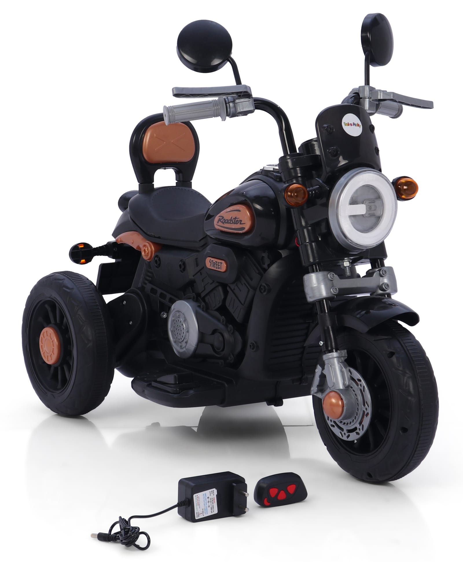 Street Rider Kids Three Wheel Battery Operated Bike With Music |Lights|Remote Control| Durable | 3 Wheel |Easy Assembly - Black-image-36