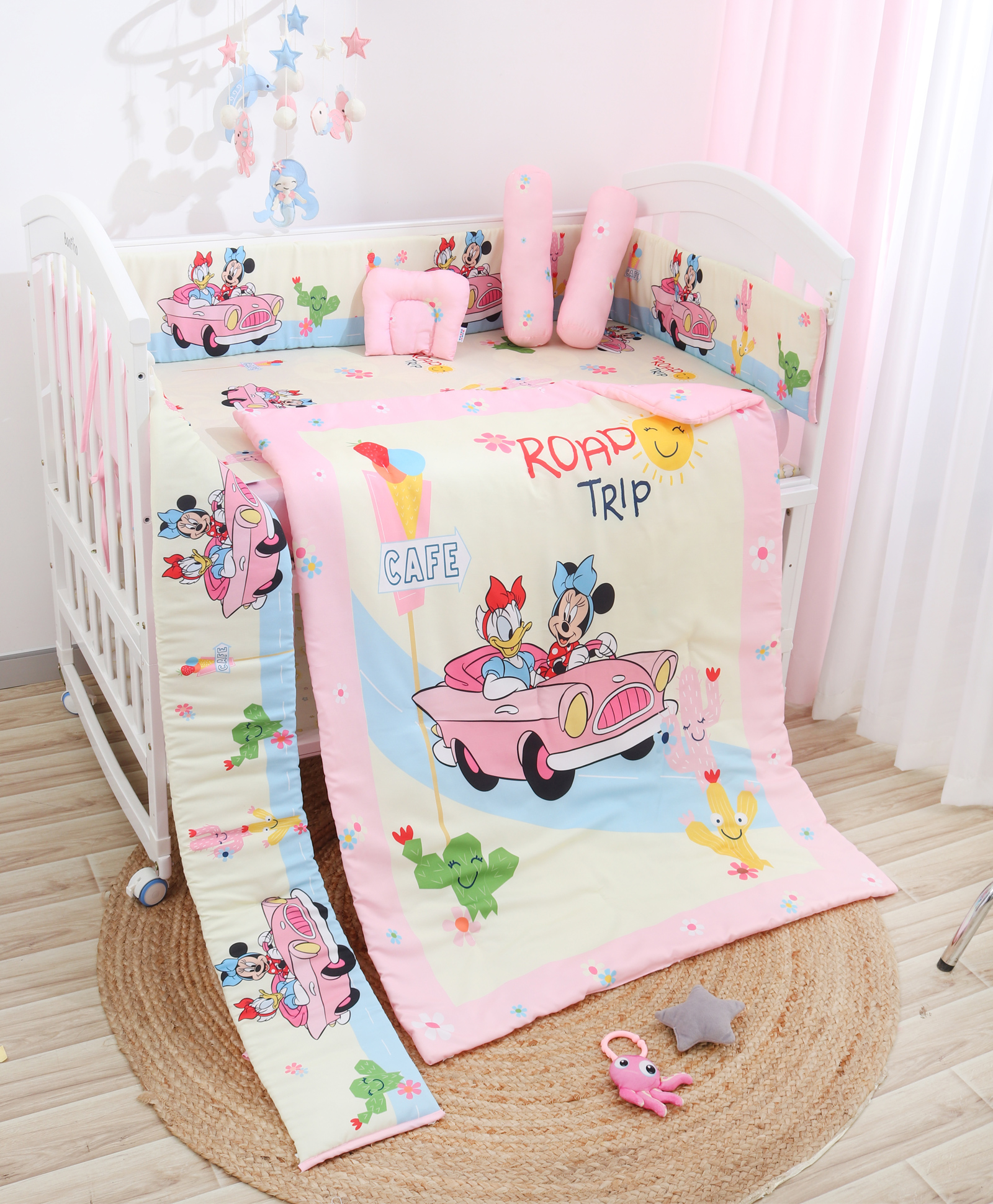 Disney by Baby Tales Crib Bedding Set With Mickey Mouse Print - Pink-image-10