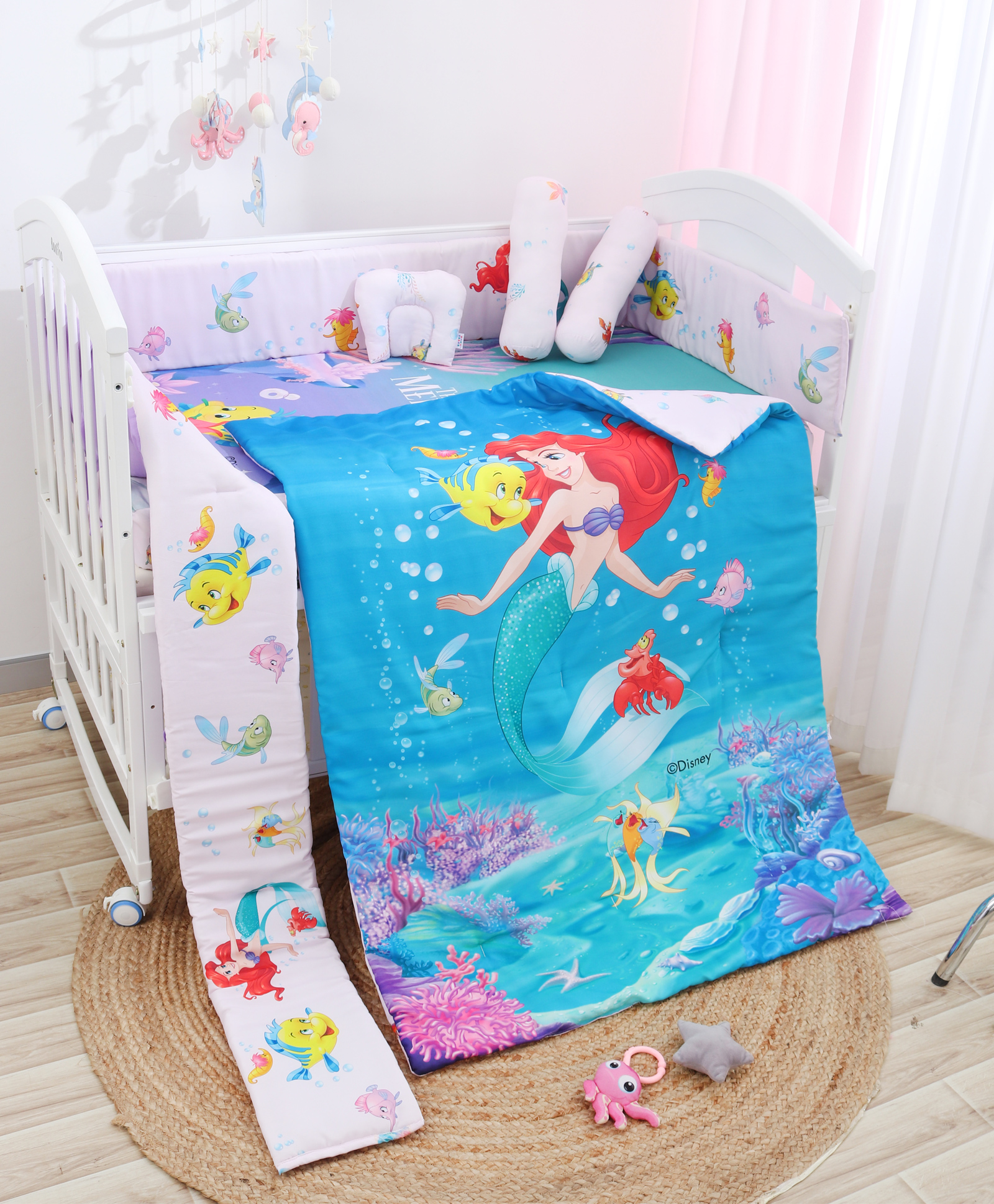Disney by Baby Tales Crib Bedding Set With Mermaid Print - Blue-image-22