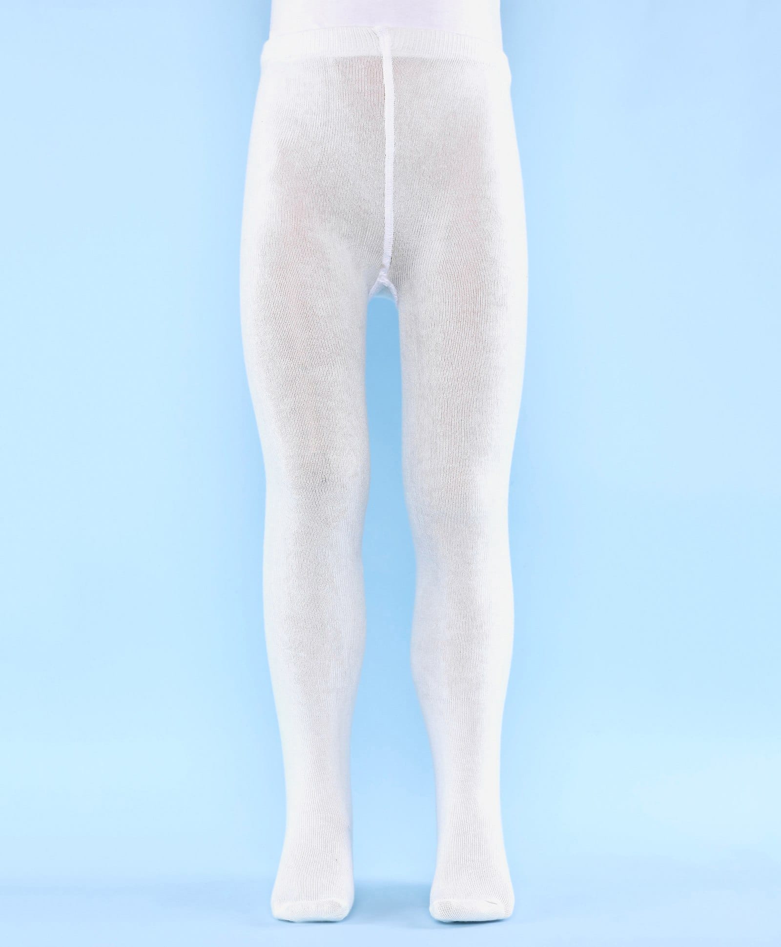 Doodle Poodle 100% Cotton Knit Solid Color Tights - White-image-2