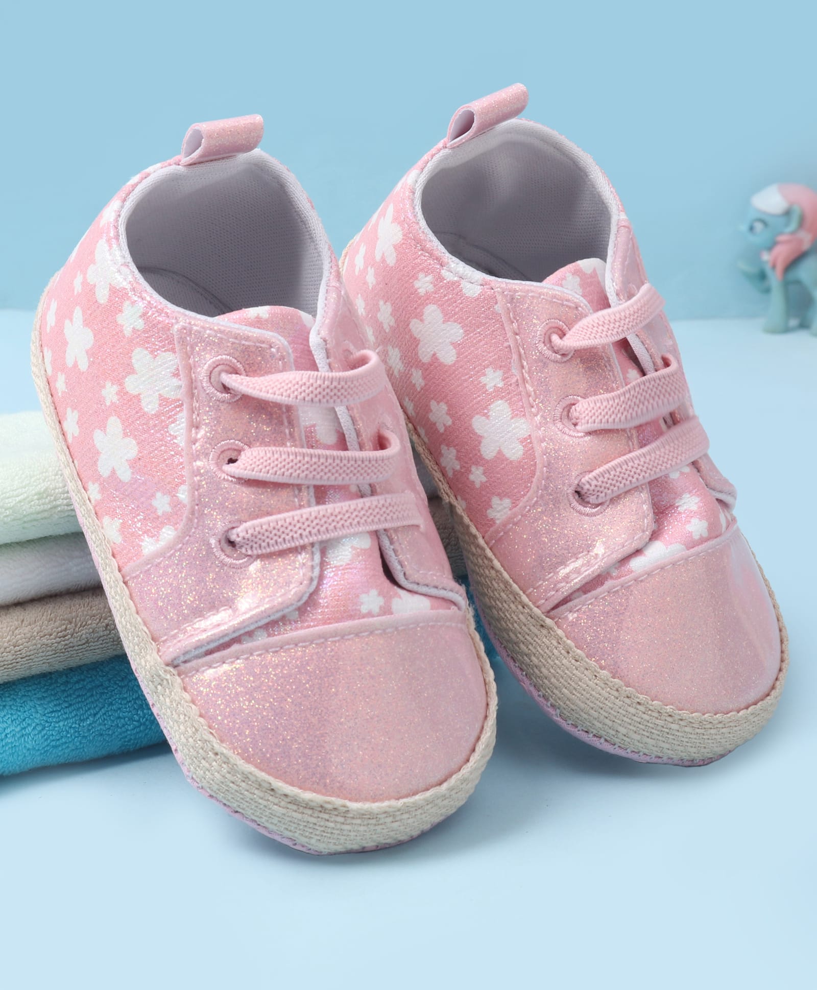 Babyoye Lace Up Booties with Floral Print - Pink-picture-20